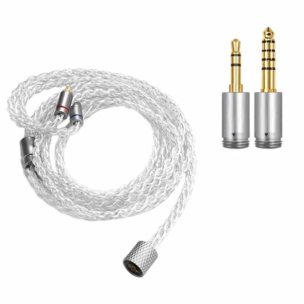 Kabel słuchawkowy 3 w 1 typu C do 3,5 mm i 4,4 mm, posrebrzany, miedziany, audiofilski, ulepszony do wzmacniacza 1,2 m (3 w 1)