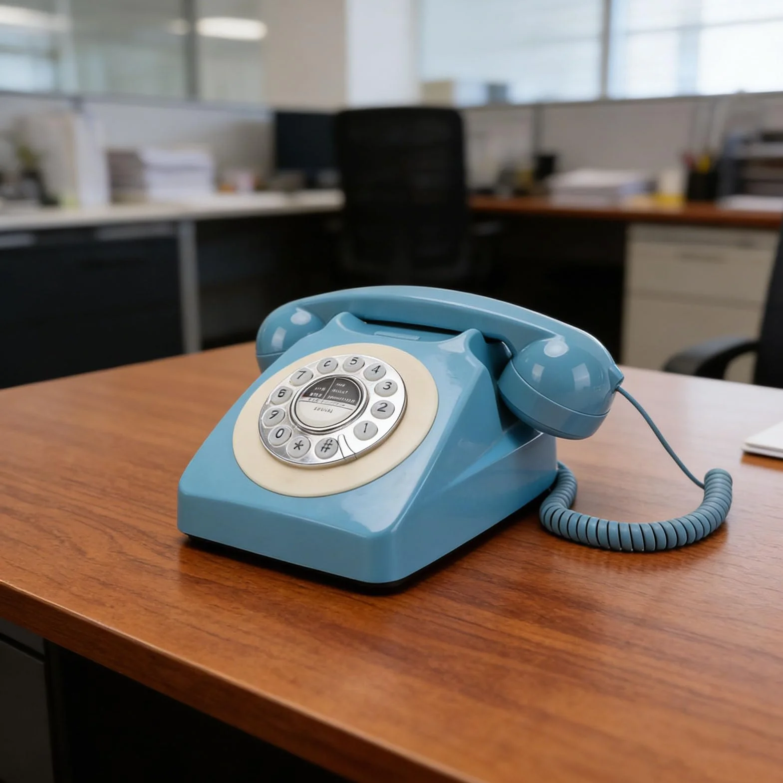 Bewinner Vintage Przewodowy Telefon Stacjonarny z Przyciskami Ponownego Wybierania, Złącze RJ11 Klasyczny Telefon Domowy w Stylu Retro, Nie Wymaga Zewnętrznego Zasilania do Domowego Biura (BLUE)