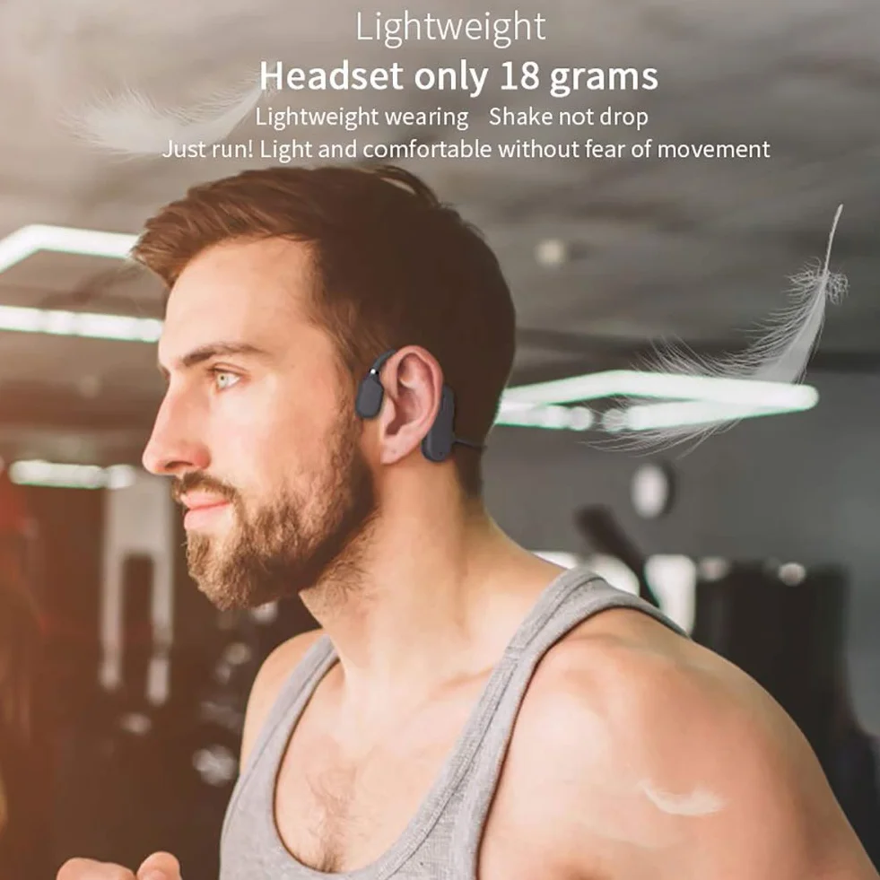 Słuchawki przewodzące kości bezprzewodowe Bluetooth 5.0 zestaw słuchawkowy wodoodporne słuchawki sportowe IPX6 lekkie haczyki na uszy, szary