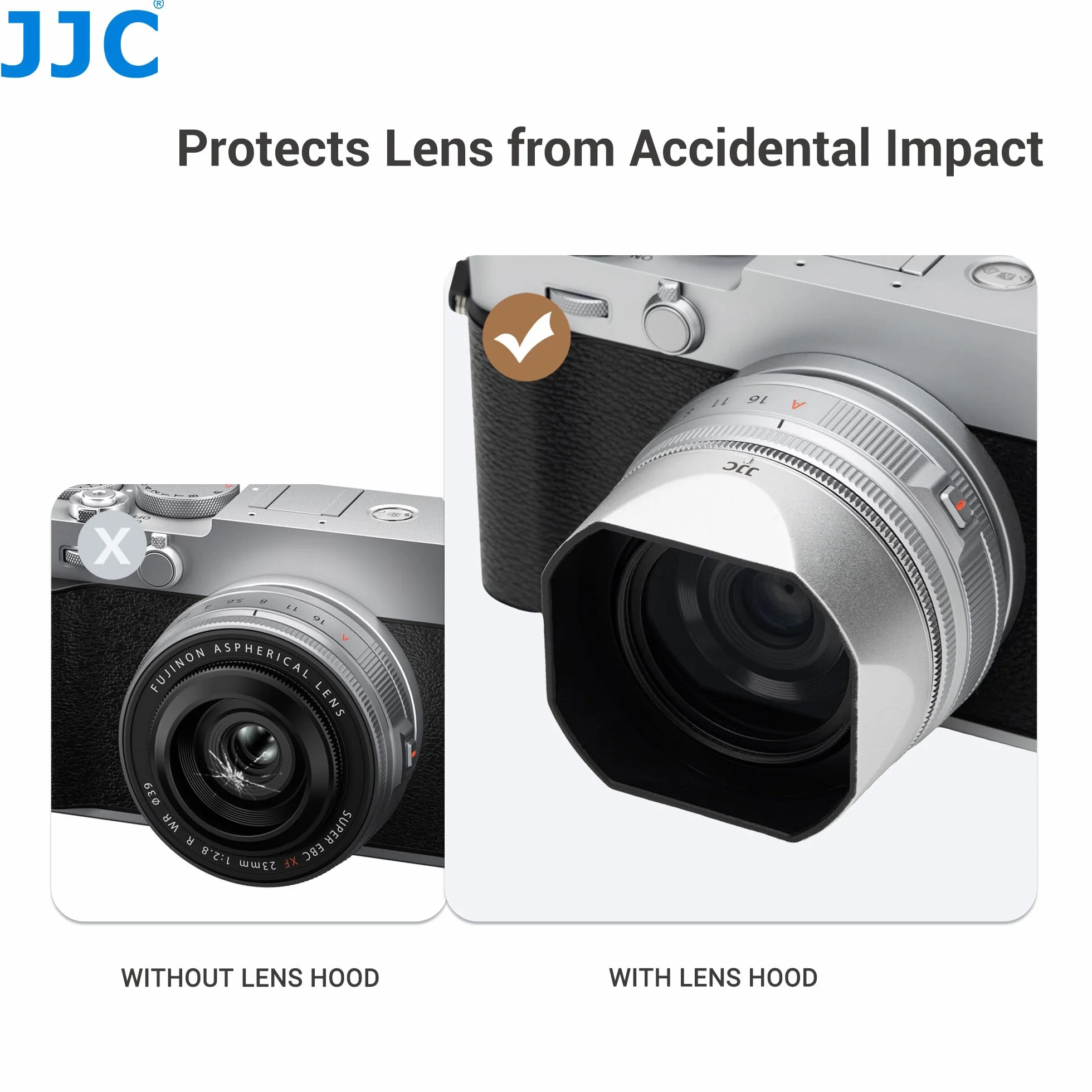 JJC Osłona obiektywu i magnetyczny pierścień adaptera kompatybilny z obiektywami Fujifilm X-E5 + XF 23 mm F2.8 R WR, XF 27 mm F2.8 R WR, XF27mm F/2.8 Lens, pasuje do filtra 39 mm i osłony obiektywu