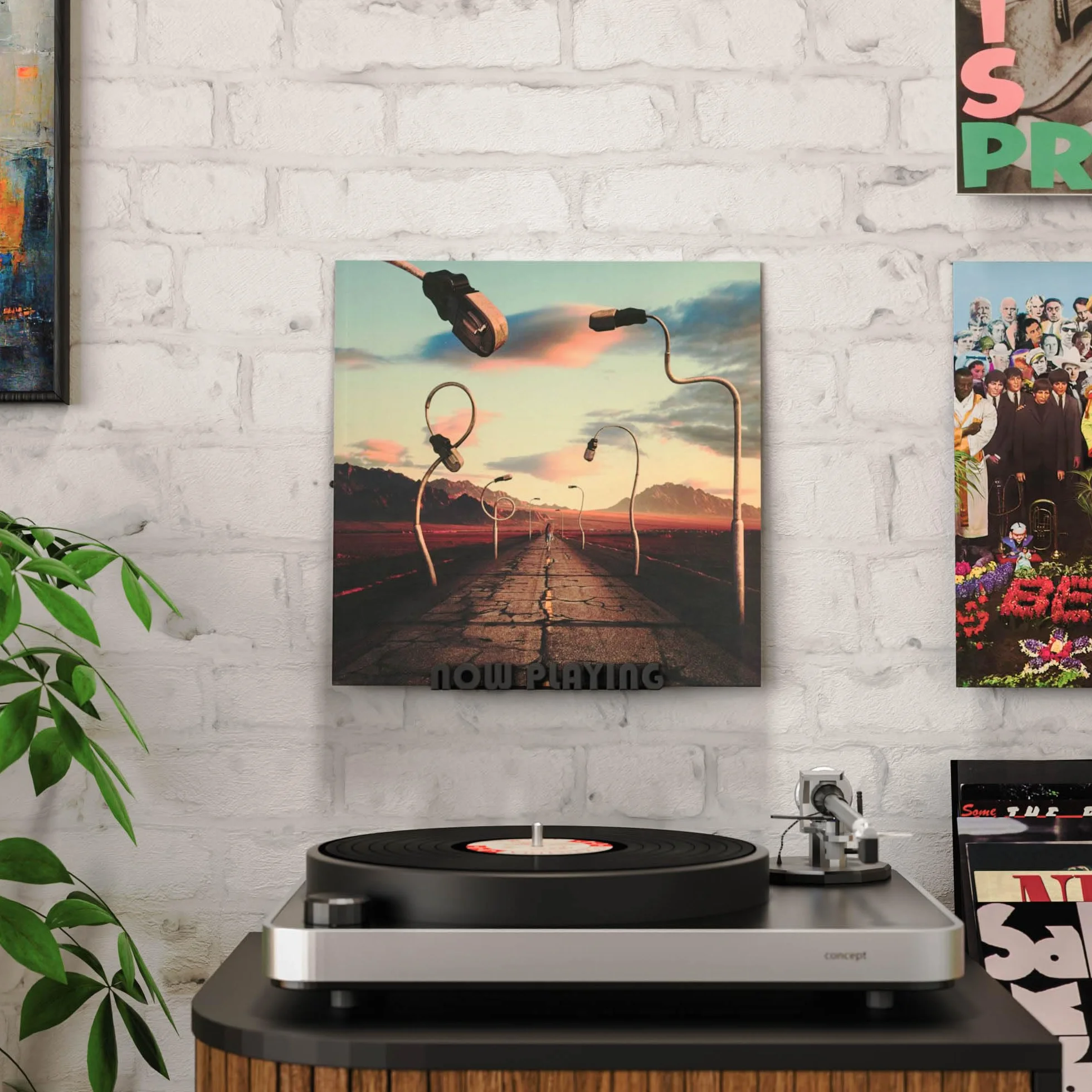 Mobilefox Uchwyt ścienny na płyty gramofonowe NOW PLAYING pasuje do LP Disc Vinyl Holder czarny