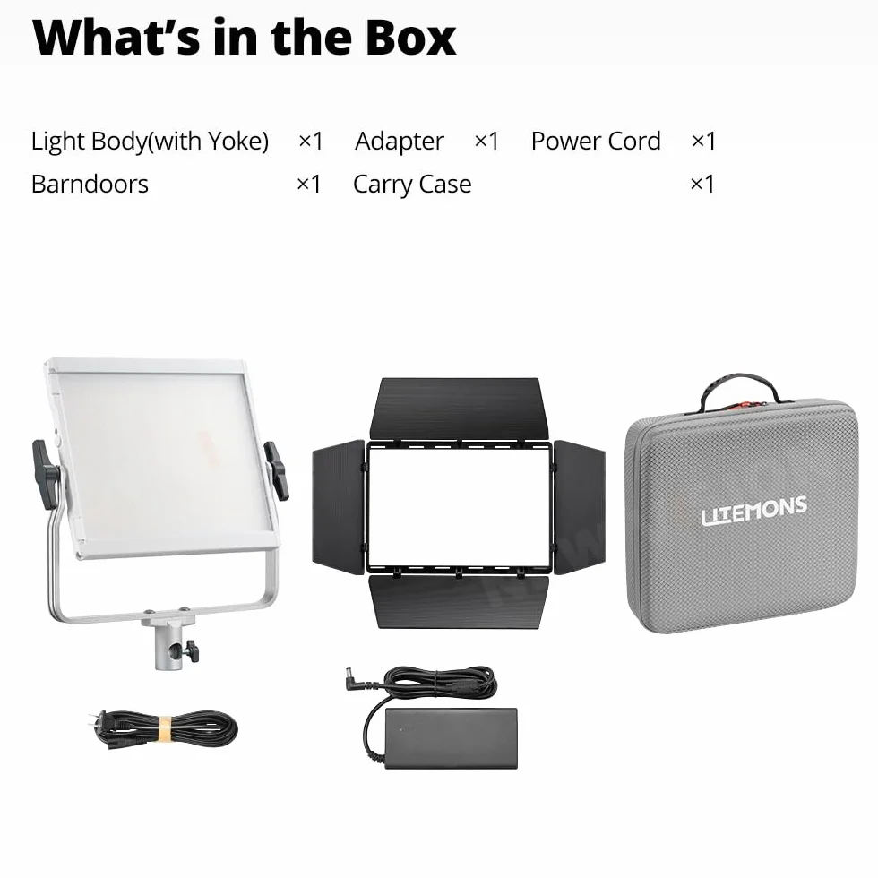 Godox Litemons LP600R RGB LED panel świetlny ze sterowaniem aplikacją, 60 W, oświetlenie studyjne z drzwiami stodoły, 1800-10000 K, 14 trybów FX, obracany o 360°, CRI 96+ TLCI 96+, (Godox LP600R)