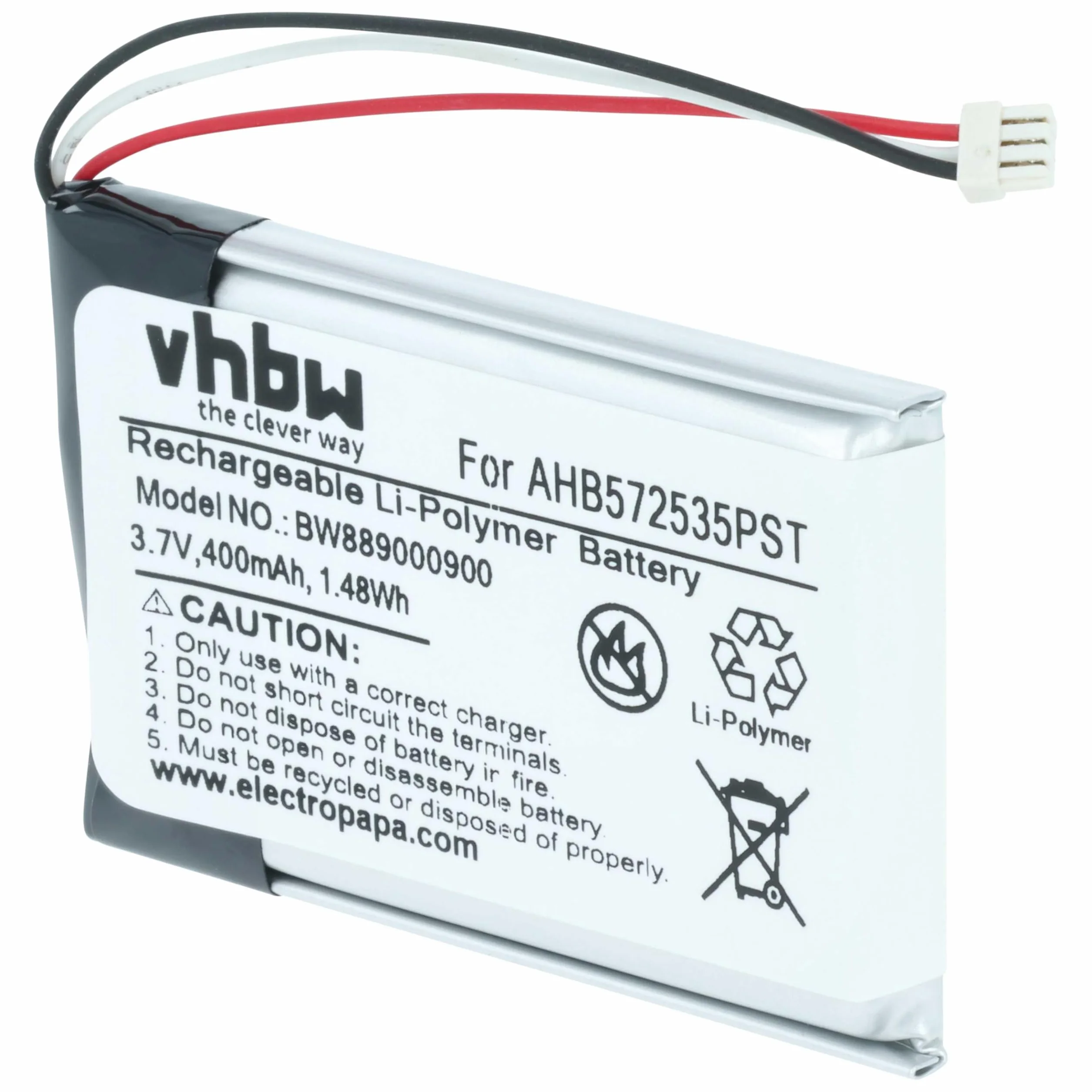 vhbw Akumulator kompatybilny z bezprzewodowymi słuchawkami Jabra Evolve 75 (400 mAh, 3,7 V, litowo-polimerowe)