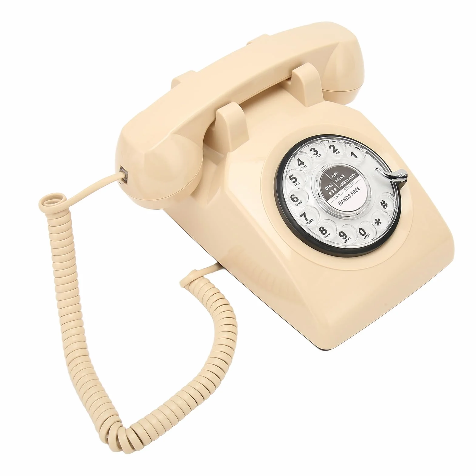 Ausla Telefon Obrotowy w Stylu Retro, materiał ABS, Dzwonek Mechaniczny, Telefon Stacjonarny w Stylu Vintage z łatwym Wybieraniem do Użytku w Biurze Domowym (Beżowy)