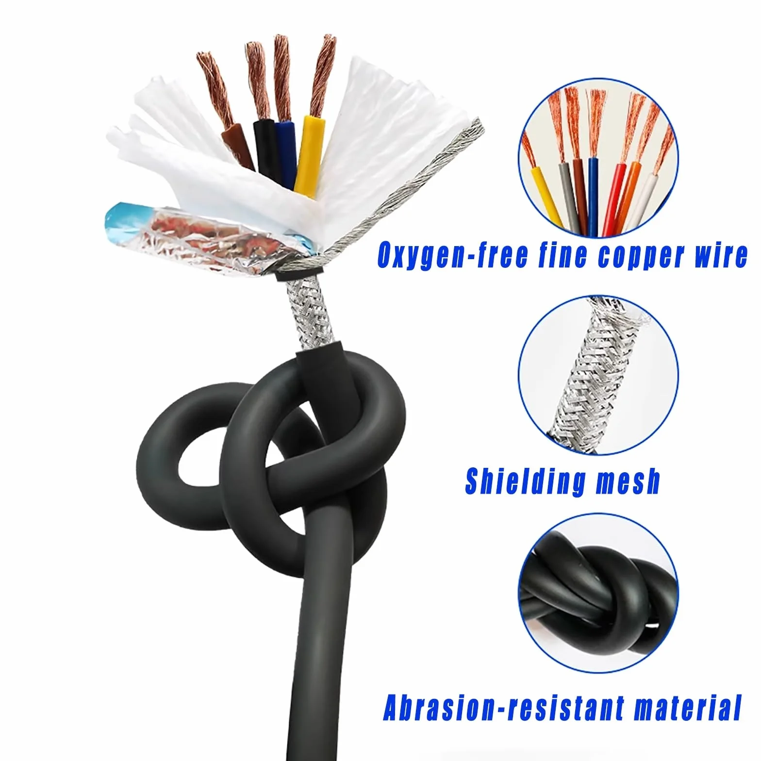 Ekranowany kabel alarmowy, Ekranowany kabel skrętkowy RVSP 300 V w różnych rozmiarach do łańcuchów kablowych, robotyki i automatyki(25ft,0.3mm²-12C)