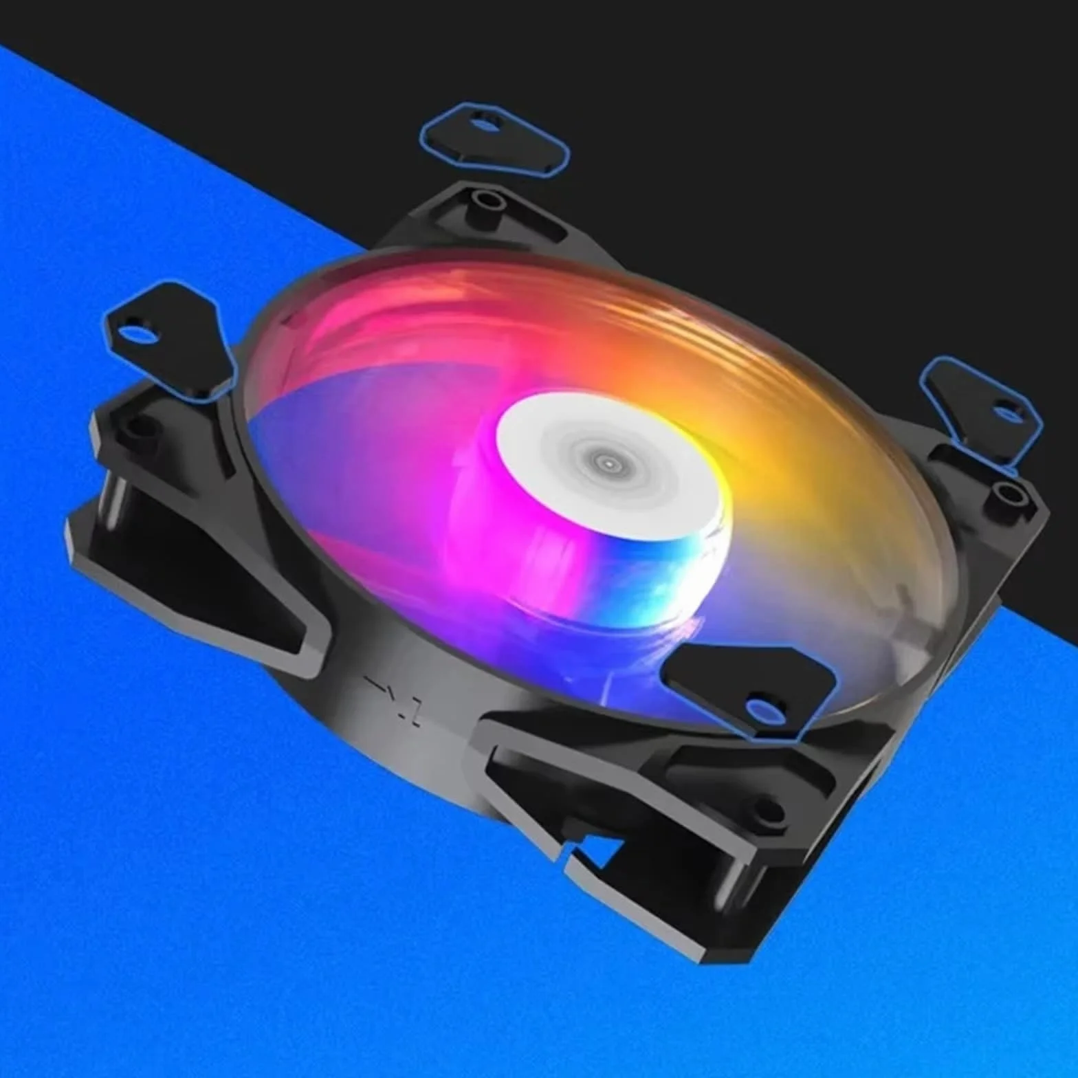 Cichy wentylator chłodzący RGB LED 120 mm 12 V 4 piny do komputera chłodzącego ciecz gry z efektem tęczowego światła o wysokiej wydajności. (BLACK)