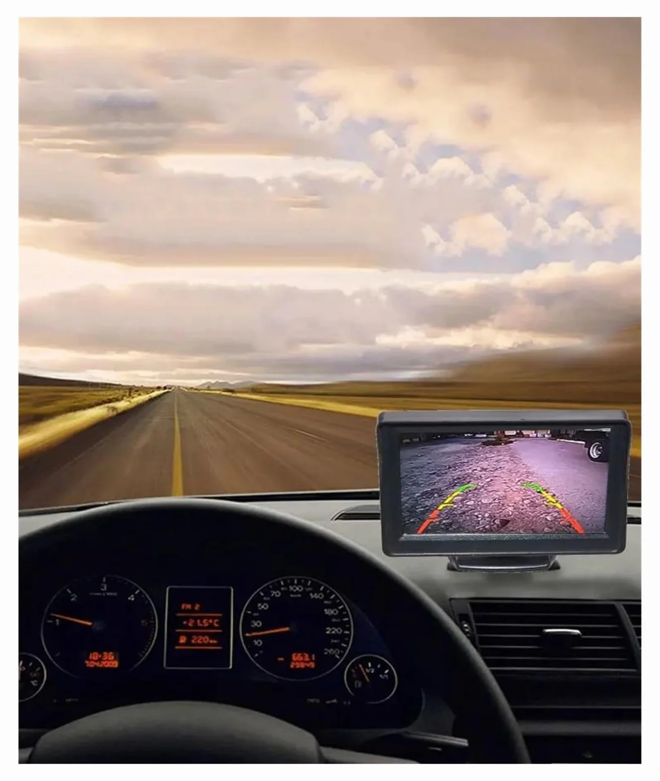 Panoramiczna kamera samochodowa kamera cofania szeroki 4,3-calowy kolorowy wyświetlacz TFT LCD monitor cofania parking 480 × 365 DC 9 V-36 V