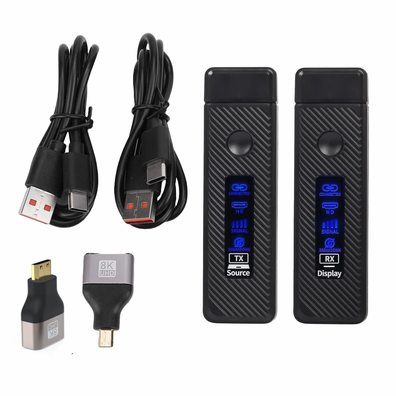 Bezprzewodowy Nadajnik i Odbiornik Multimedialny HD, Dekodowanie 5G 2.4G 4K 1080P Wyjście Typu Plug and Play Zasięg 197 Stóp, z anteną LDS do Laptopa PC, Projektora TV Box (Czarny)