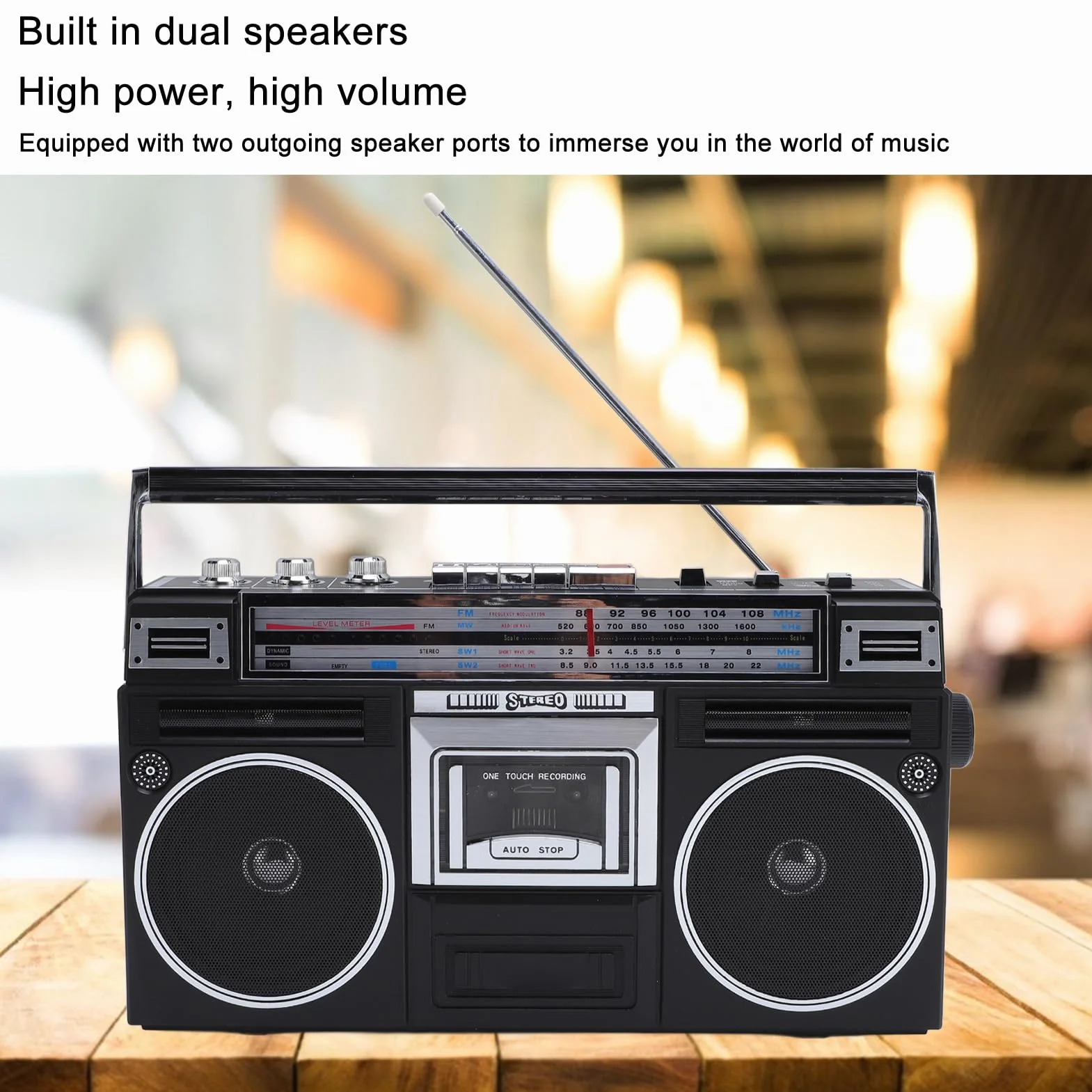 Bluetooth Cassette Player z 4 -zespołowym Radiem - Zabytkowe talię Taśmy z Odtwarzaniem USB/SD, Przenośne Przenośne Odtwarzacze w Stylu Retro, dla (wtyczka UE) (wtyczka UE)