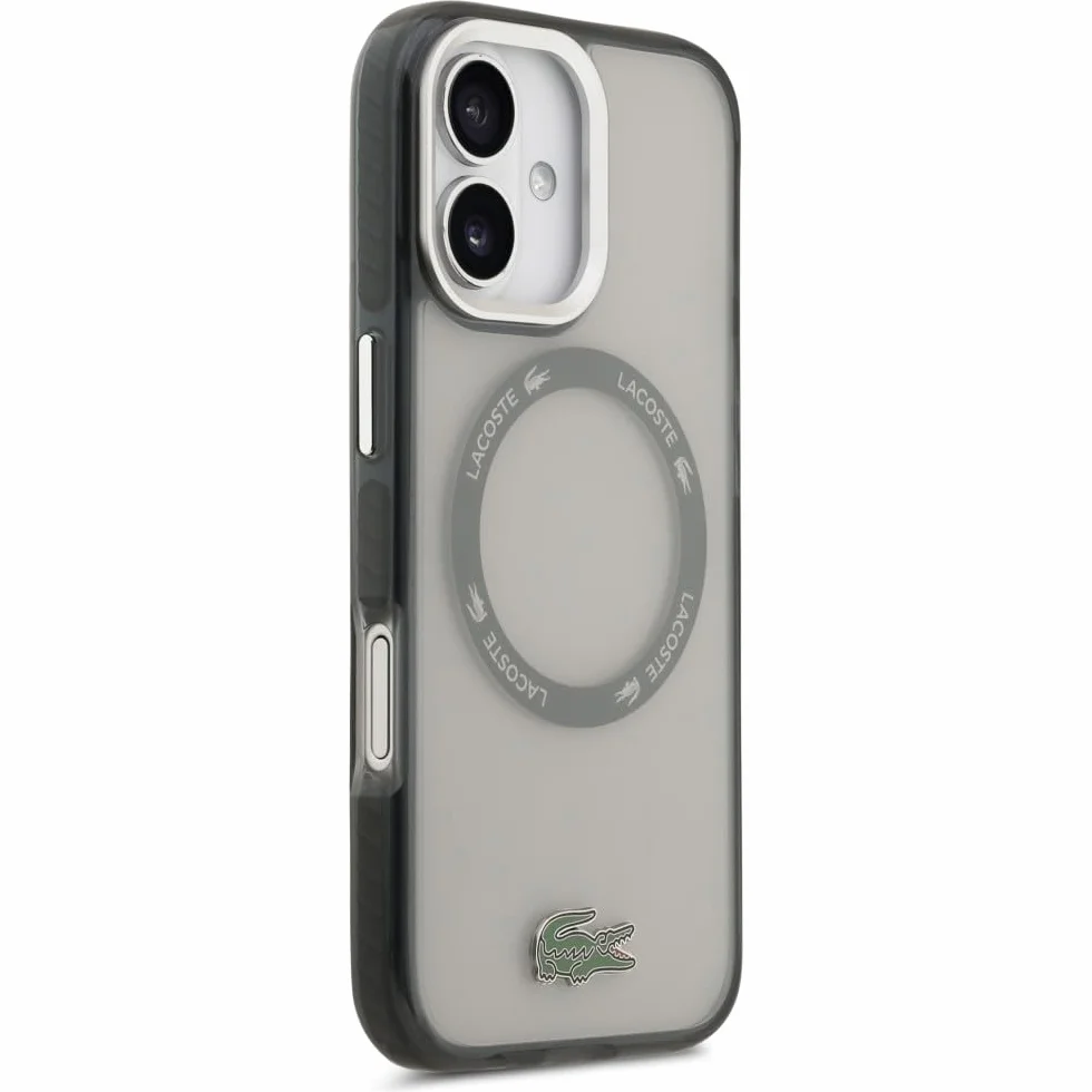 CG MOBILE Lacoste Shockproof przezroczyste etui kompatybilne z MagSafe do iPhone 17 x (szare)