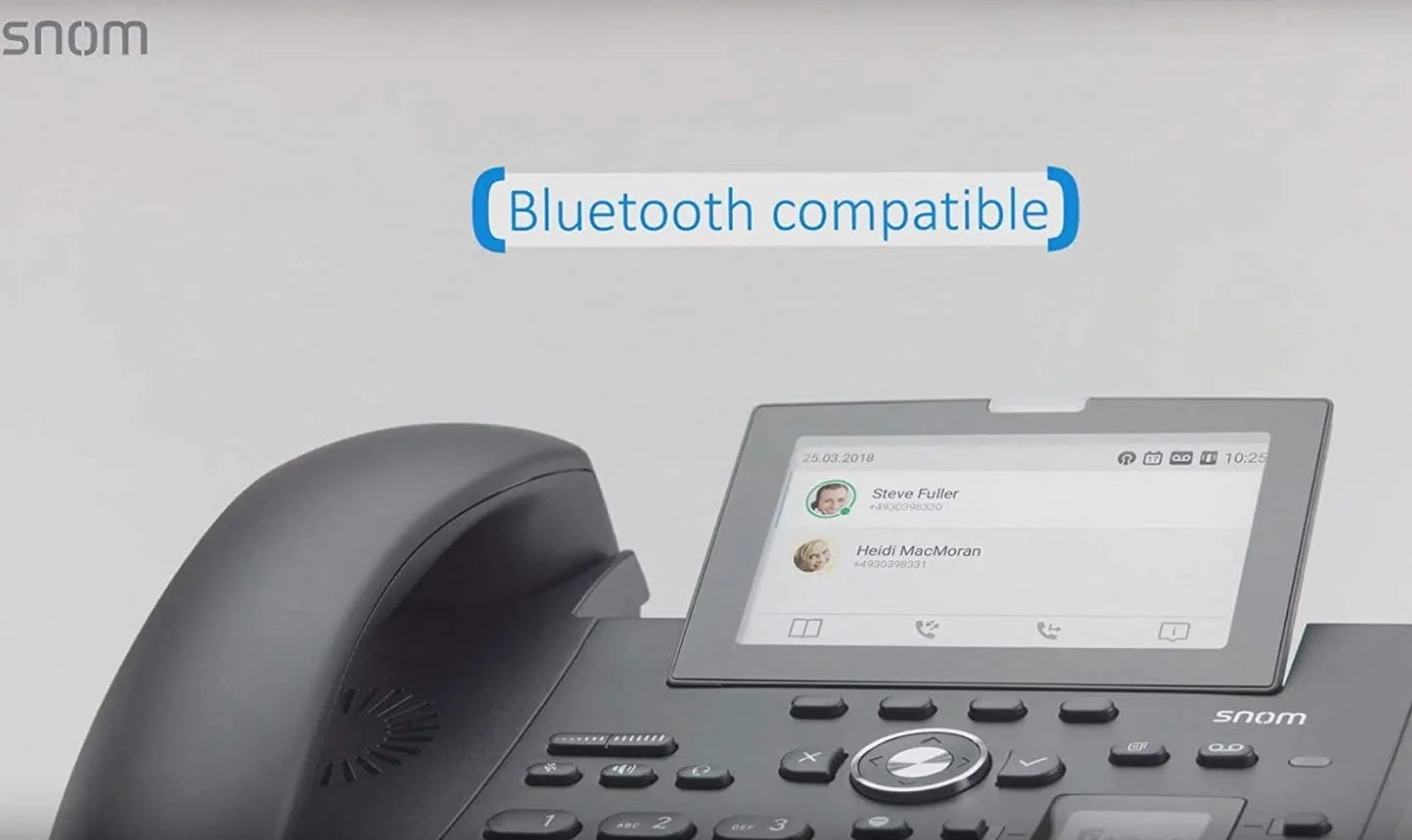 Snom Telefon biurkowy D385 IP, kolor + SmartScreen, 12 tożsamości SIP, przełącznik hakowy z czujnikiem, Bluetooth, USB, 48 kluczy samoopisujących (12 fizycznych), czarny, 0004340