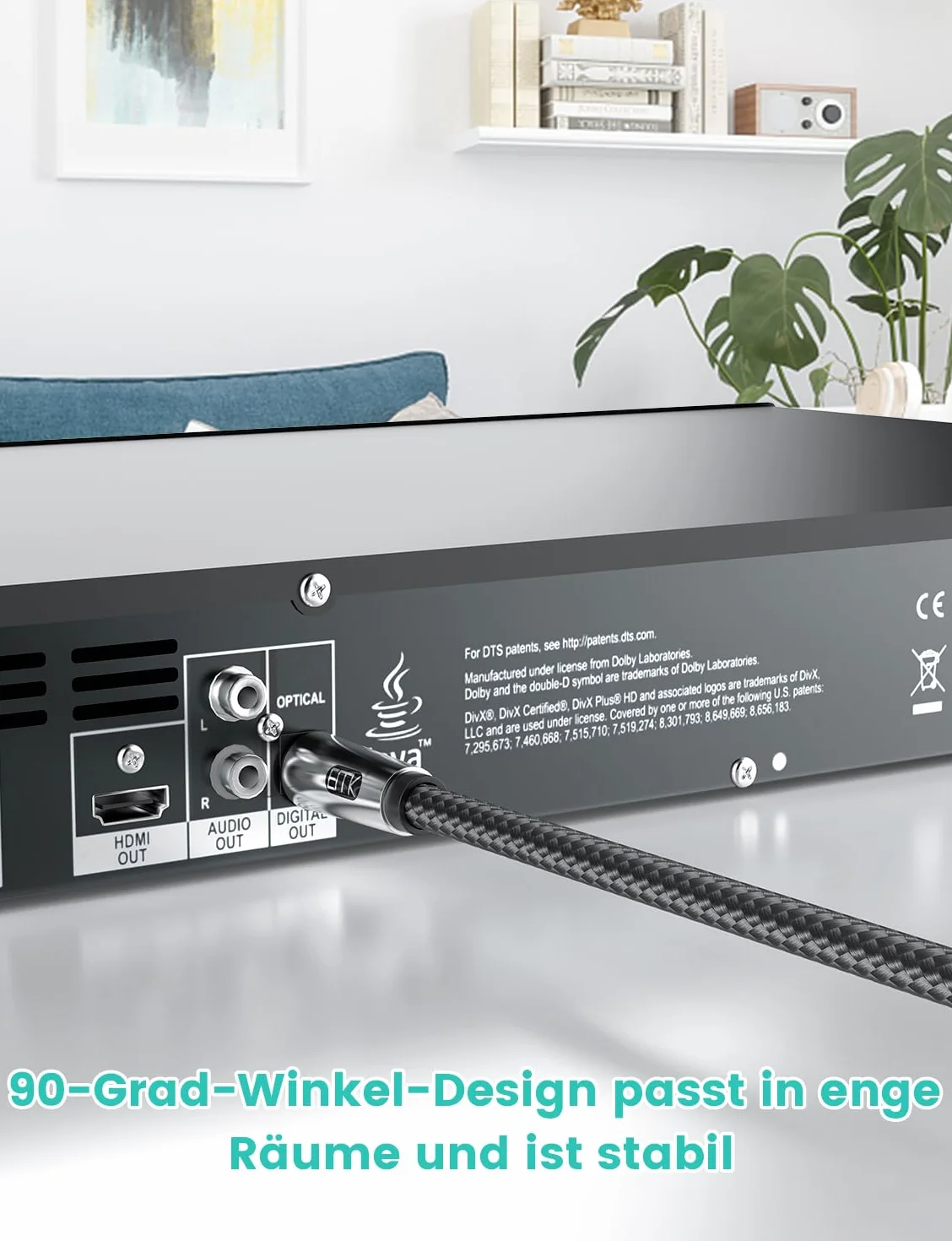 Kabel optyczny audio 90 stopni Toslink 3 m do telewizora soundbar