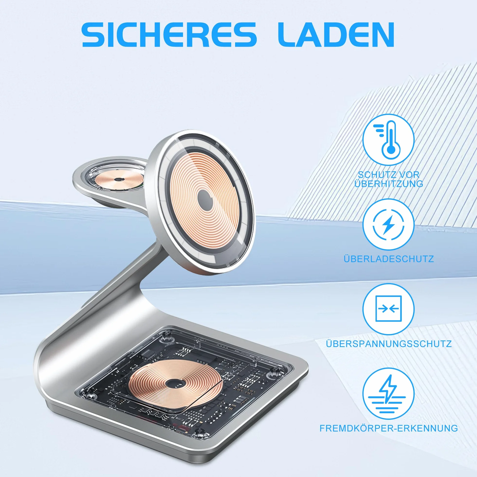 Magnetyczna bezprzewodowa stacja ładująca 3 w 1, stojak na ładowarkę JE do iPhone'a serii 16/15/14/13/12, do Apple Watch 8/7/6/5/4/3/2/SE, AirPods 3/2/Pro