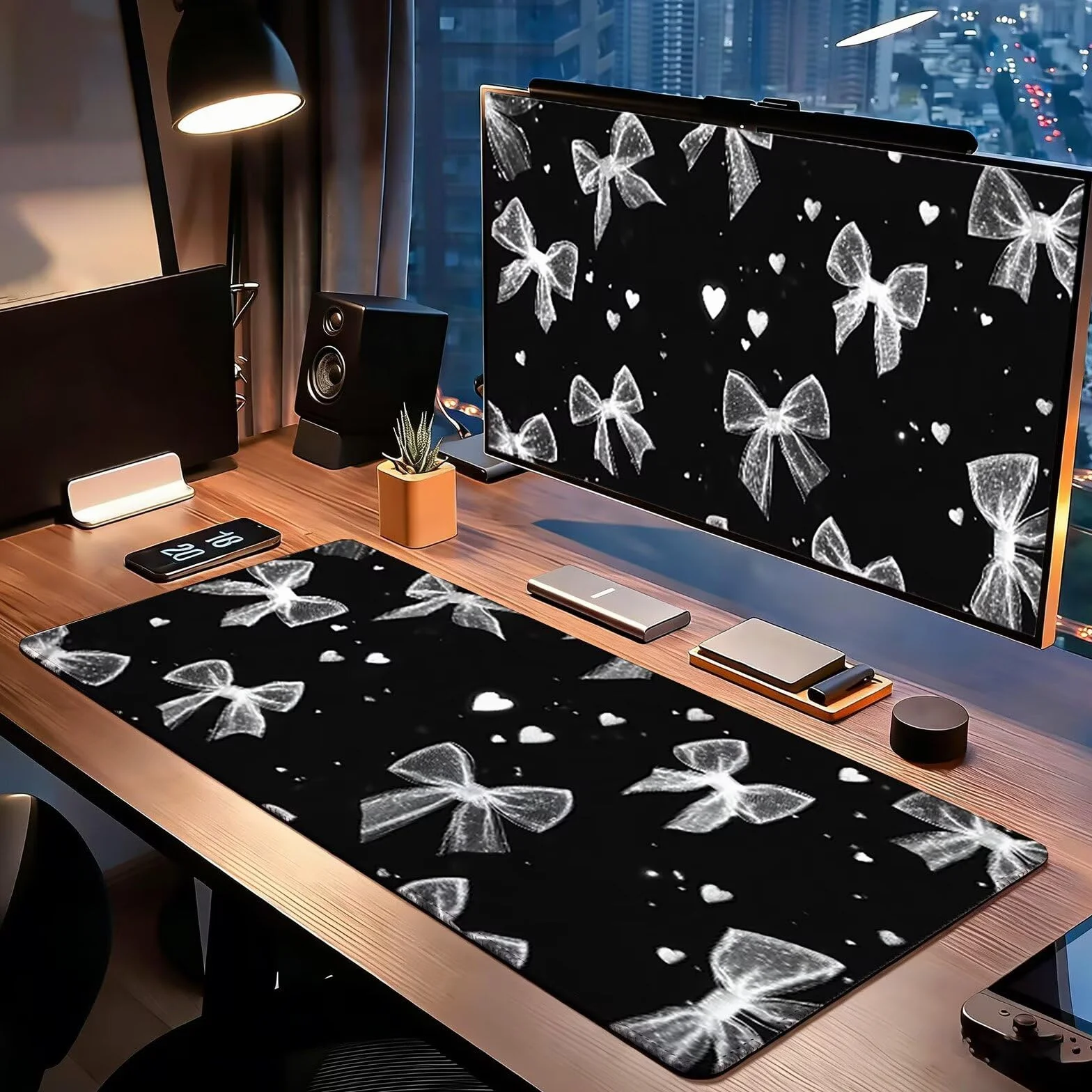 Gamingowa podkładka pod mysz – 1200 x 600 mm, czarna łuk (2) podkładka pod mysz XXL 0c0-317 | Z antypoślizgową gumową podstawą, poprawia precyzję i prędkość, akcesoria do gier do domu, biura, prezenty dla mężczyzn