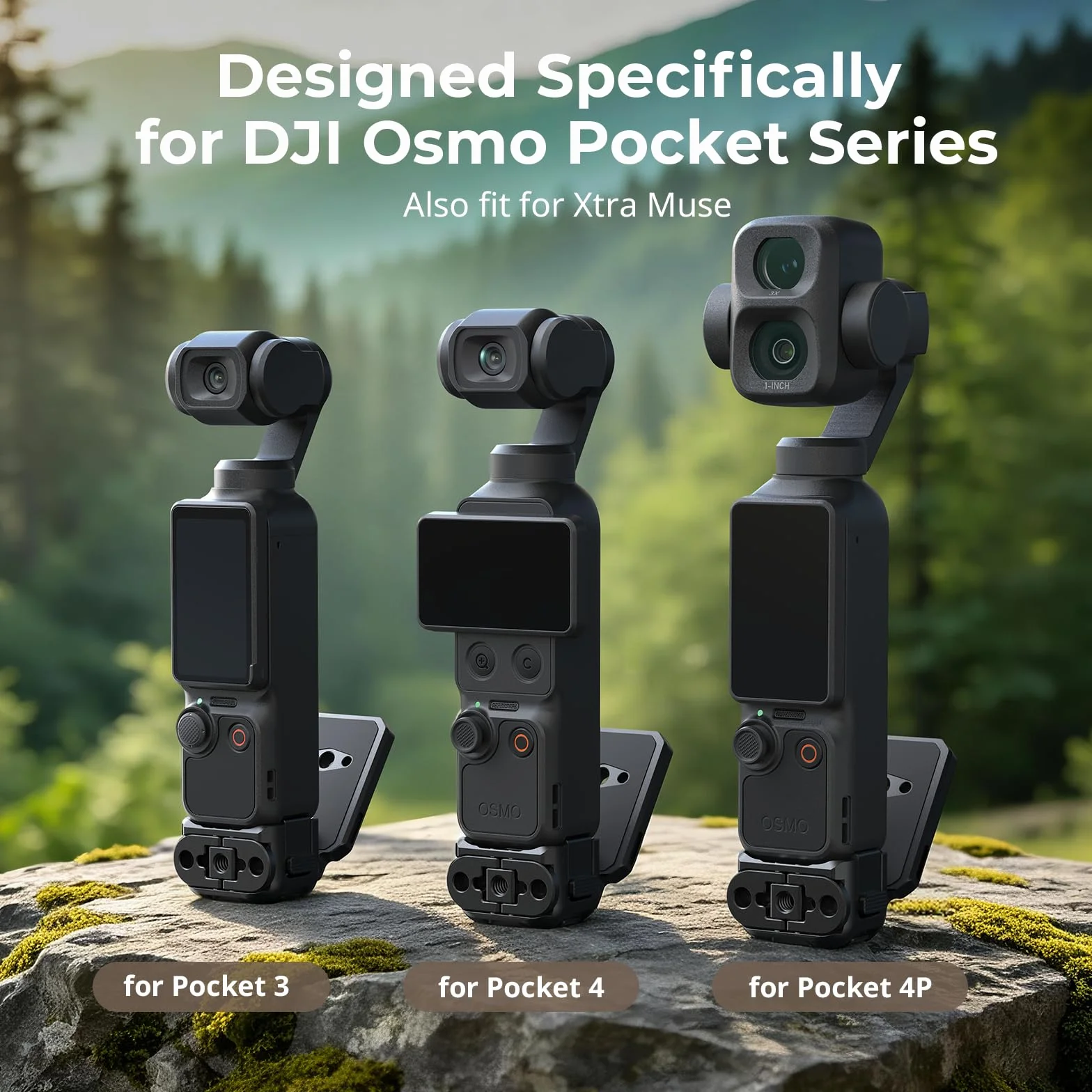 SMALLRIG Magnetyczna Płytka Tylna QR do DJI Osmo Pocket 4/3, Interfejs USB-C, Otwór Pozycjonujący 1/4”-20” i Dwukierunkowy Interfejs Magnetyczny, Regulacja Swobodna w Zakresie 180°-6359