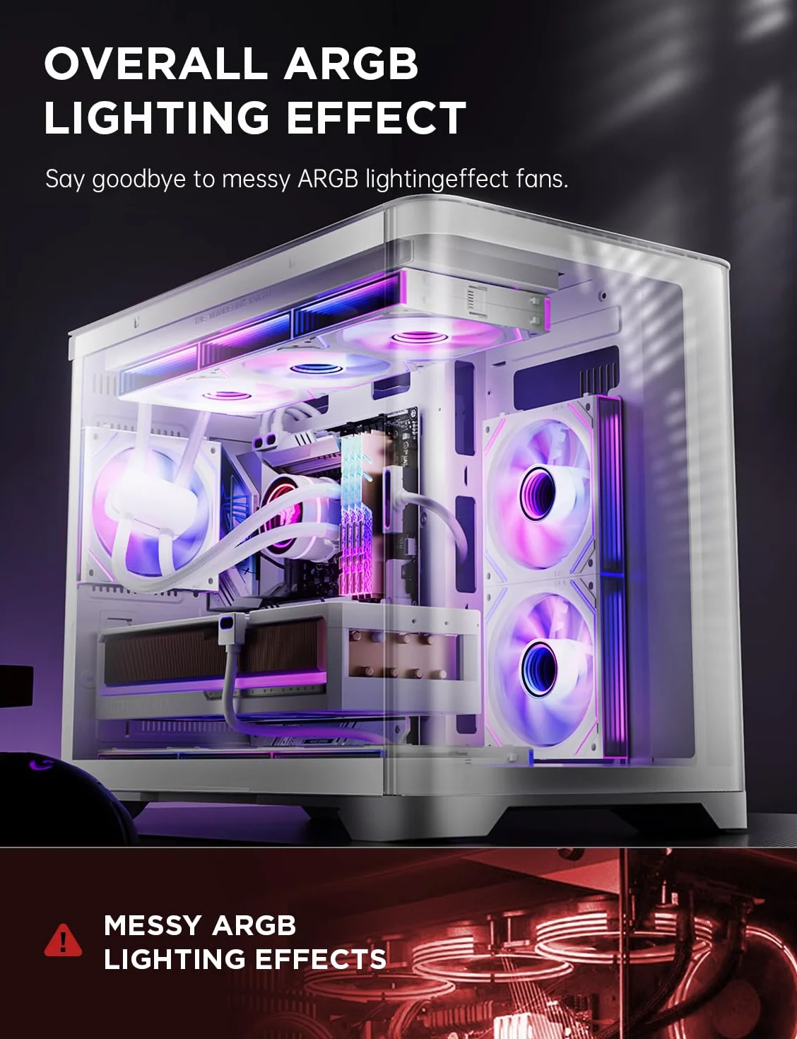 AsiaHorse DAWN Pro ARGB Daisy Chain Wentylator PC, odwrócony, 120 mm [Infinity Mirror] [HDB] 71 CFM/1850 RPM/2,6 MMH2O 4 pinowe PWM i 3 pinowe ARGB 5V, 3 sztuki, dla Asus Aura ASRock