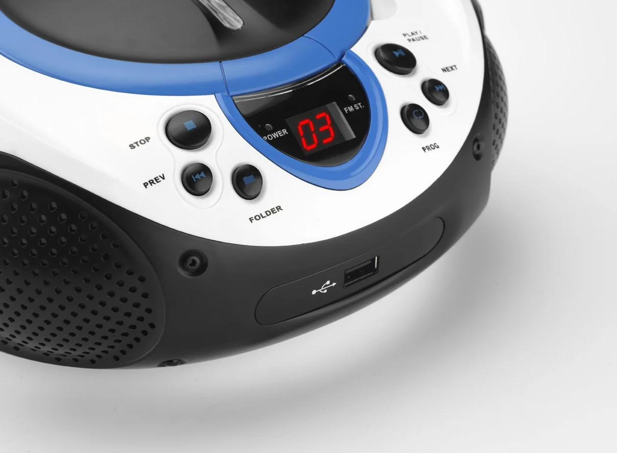 Lenco Dziecięce radio CD SCD-38 przenośne radio FM z odtwarzaczem CD/MP3 i USB w kolorze niebieskim