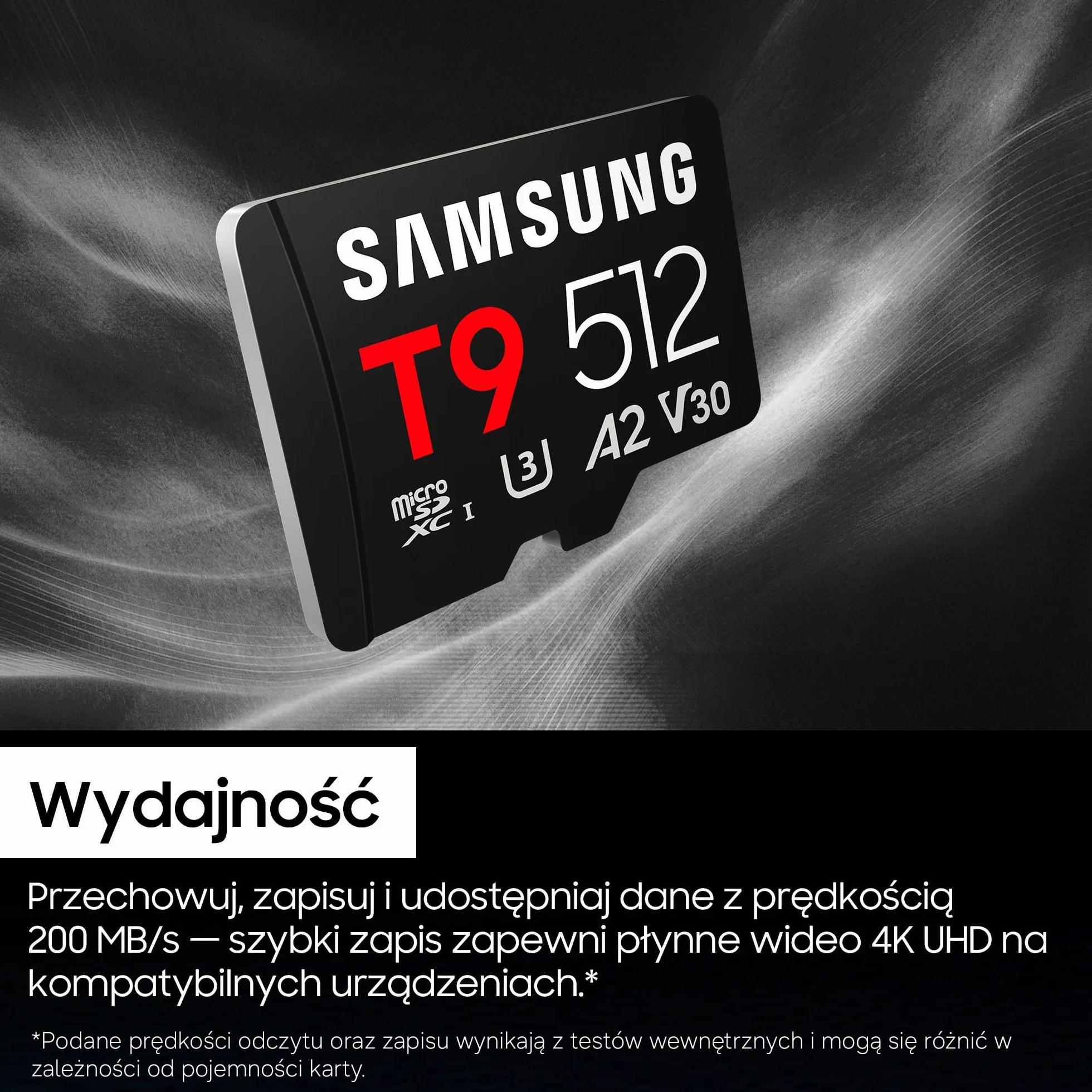 Karta microSD Samsung T9, 128 GB, karta pamięci do dronów, kamer sportowych i kamer 360°, UHS-I U3, Full HD i 4K UHD, odczyt 200 MB/s, zapis 130 MB/s, MB-MH128TB/WW