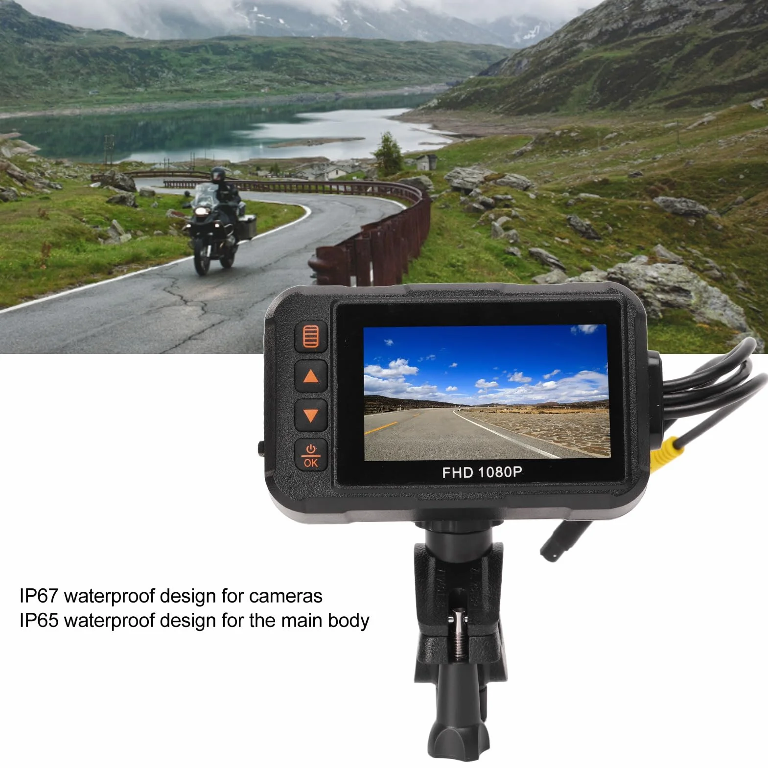 Rejestrator Motocyklowy, 3-calowa Kamera na deskę rozdzielczą Motocykla 1080P Przedni Tylny Rejestrator Wideo Rejestrator Jazdy Nagrywanie w Pętli Nagrywanie Czujnika G Monitorowanie Parkowania