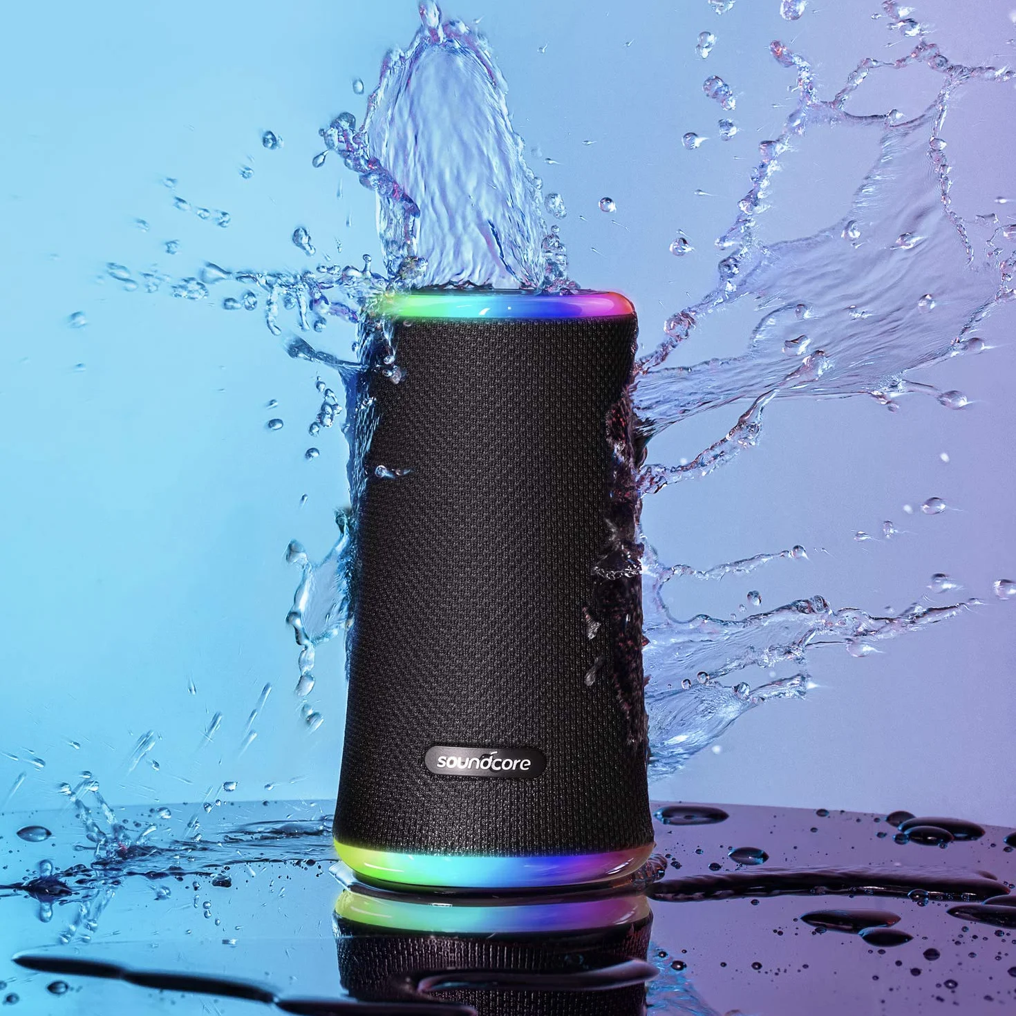soundcore Anker Flare 2 głośnik Bluetooth, z ochroną przed wodą IPX7, dźwięk 360°, do użytku na zewnątrz, do ogrodu, na plażę, urlop, z funkcją PartyCast, regulacją EQ i 12 godzin pracy baterii