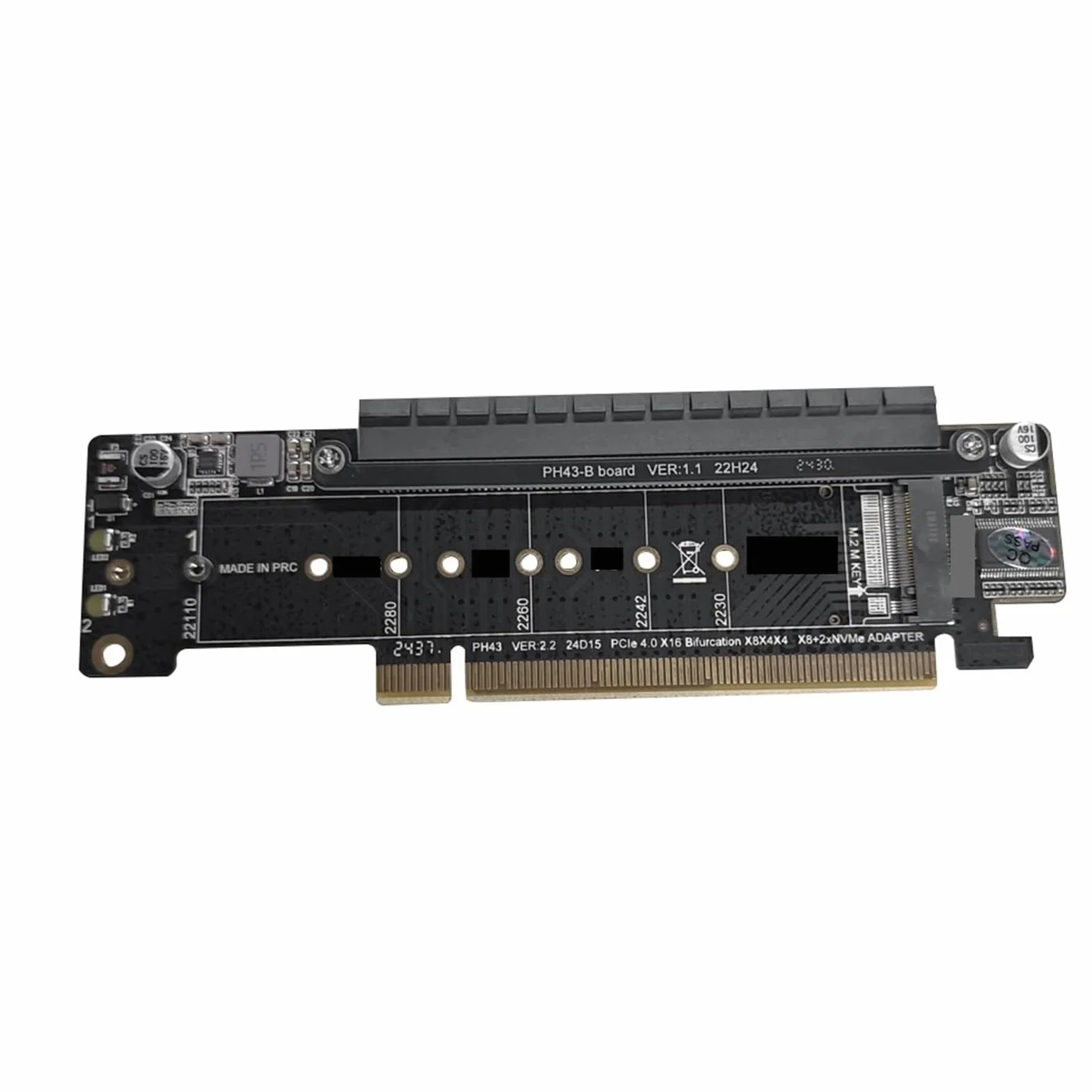 PCIe X16 do X8 + X4 + X4 PCIE4.0 M.2 NVMEx2 porty wejściowe adaptera obsługa karty rozszerzeń 2280/2260/2242/2230 SSD