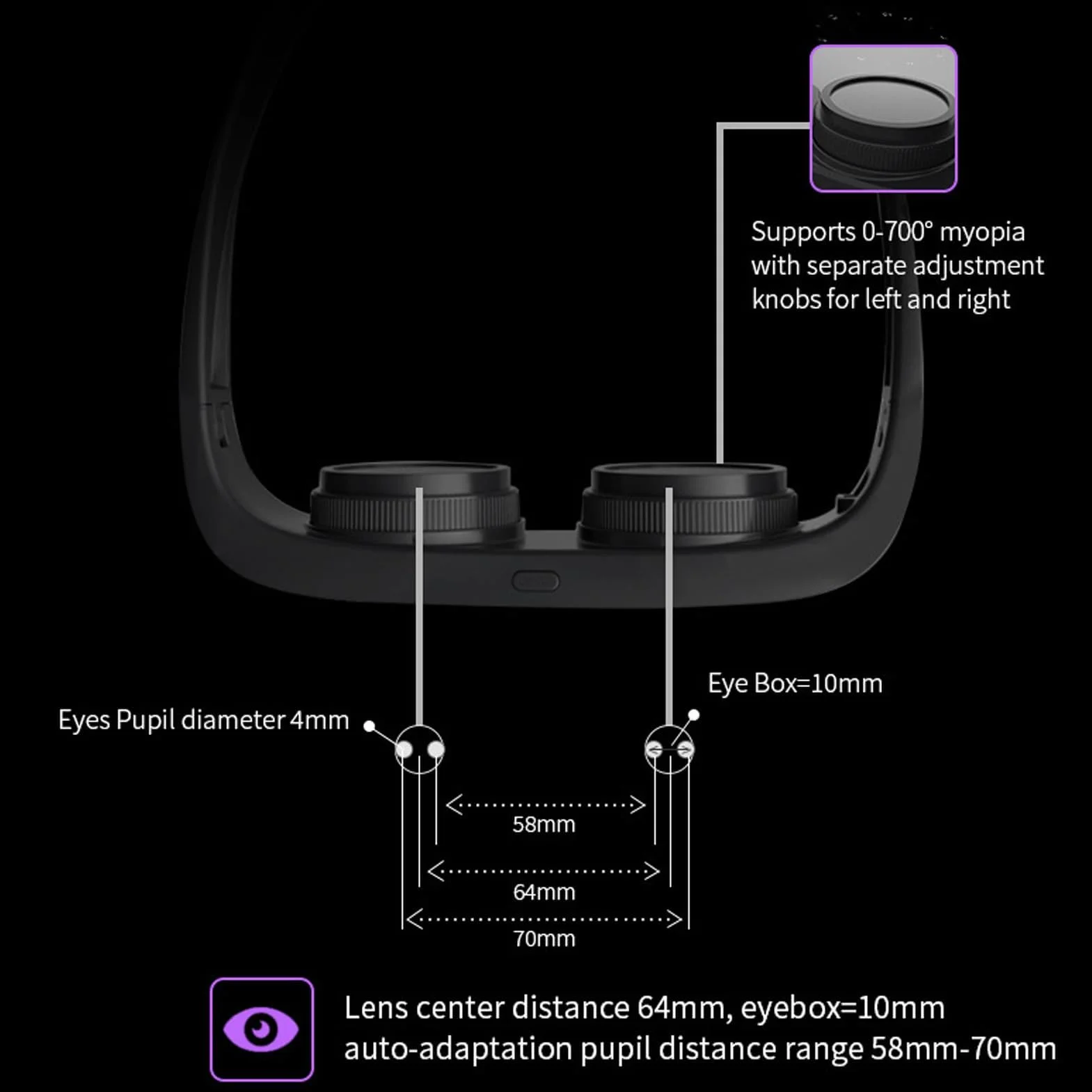 Okulary VR, okulary 3D do wirtualnej rzeczywistości, lekkie, ładowalne okulary 3D IMAX z możliwością ładowania, inteligentne okulary VR z baterią 8000 mAh, regulowana rozdzielczość 4K ~ HD