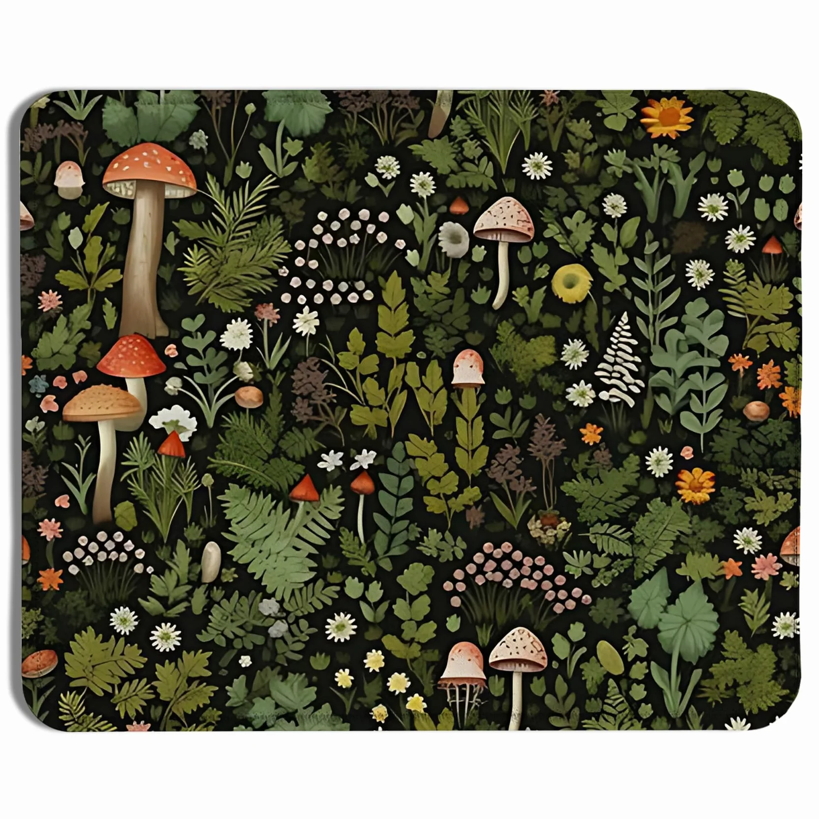 Podkładka pod mysz w stylu vintage, kwiatowy grzyb, ciemne Cottagecore, botaniczne podkładki pod mysz do bezprzewodowej myszy, komputerów, laptopa, akcesoria na biurko, wiedźma, kwiatowa