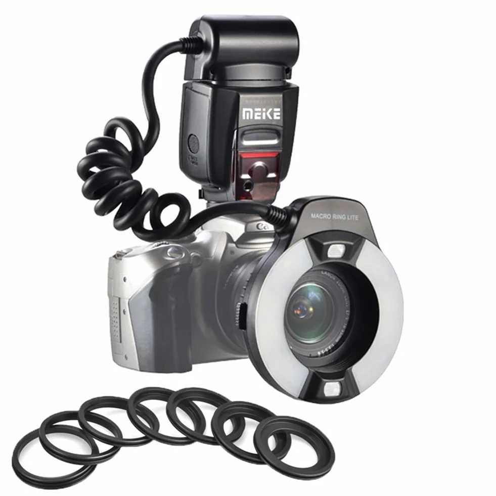 Meike MK-14EXT iTTL TTL LED makro ring lampa błyskowa do aparatu Nikon D4 D800 D5200 D7100 DSLR z mocowaniem na gorącą stopkę