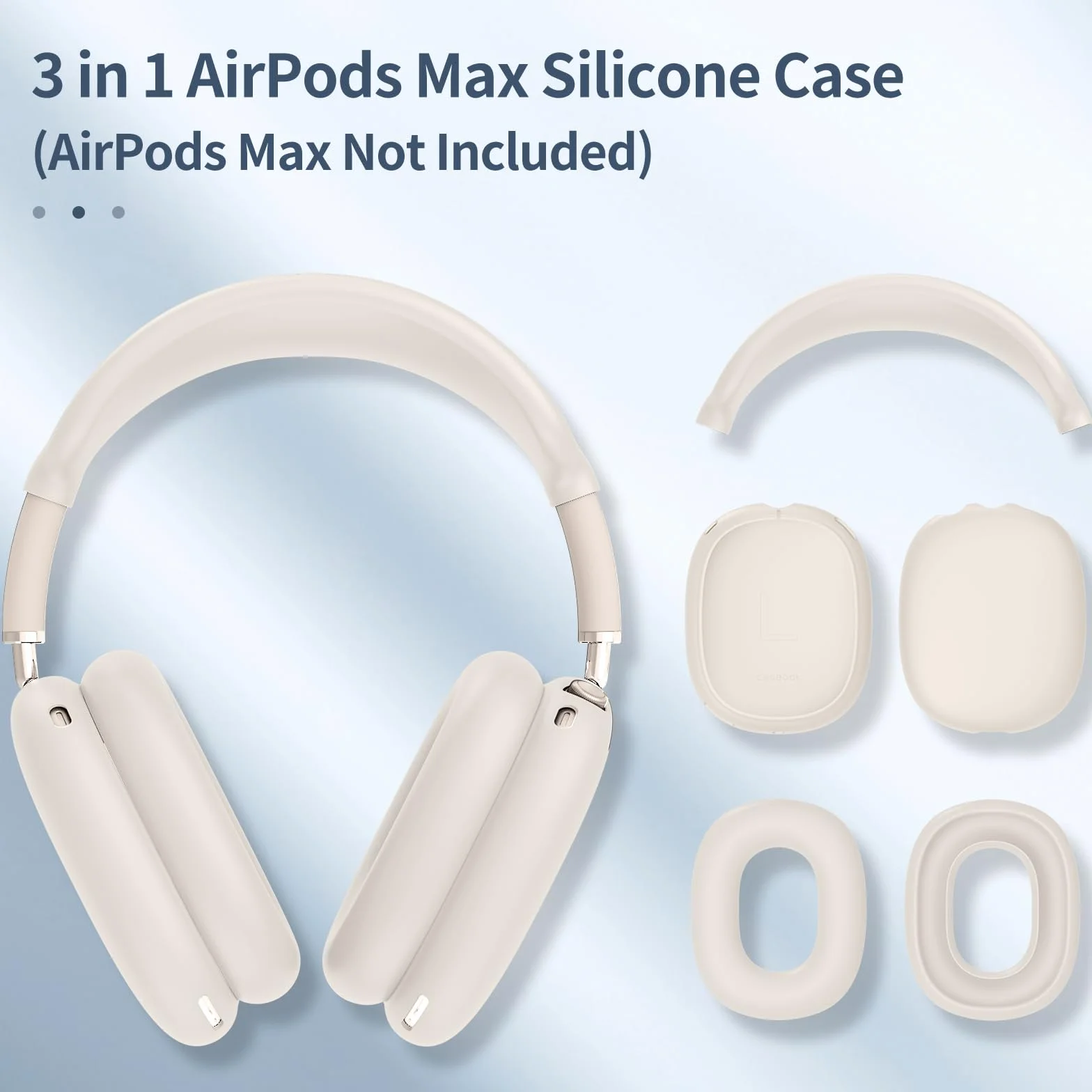 Fintie Silikonowe etui na AirPods MAX 2 (2026) i AirPods MAX Silikonowe etui 3 w 1, Odporne na zarysowania nauszniki AirPods MAX, osłona na słuchawki i osłona opaski - światło gwiazdy