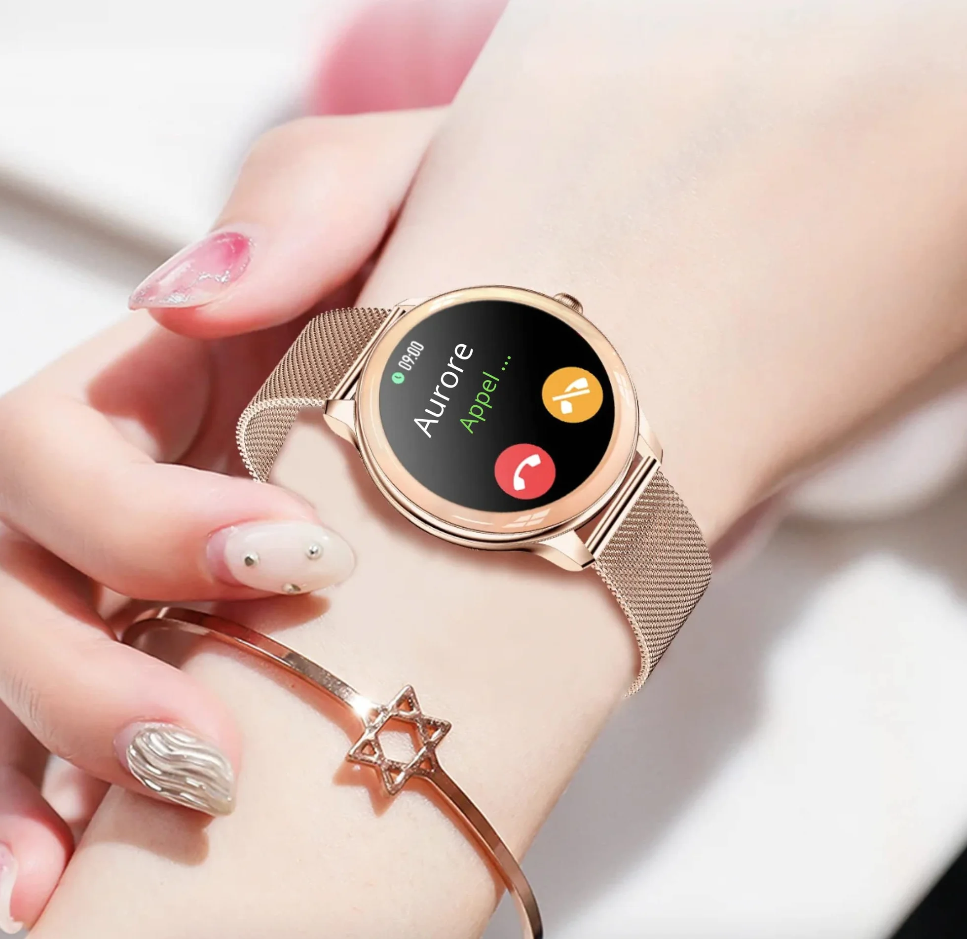 XWATCH Lady Pro, damski smartwatch połączenia, SMS, sport i zdrowie, dziecko, autonomia 7 dni... (czarna bransoletka mediolańska)