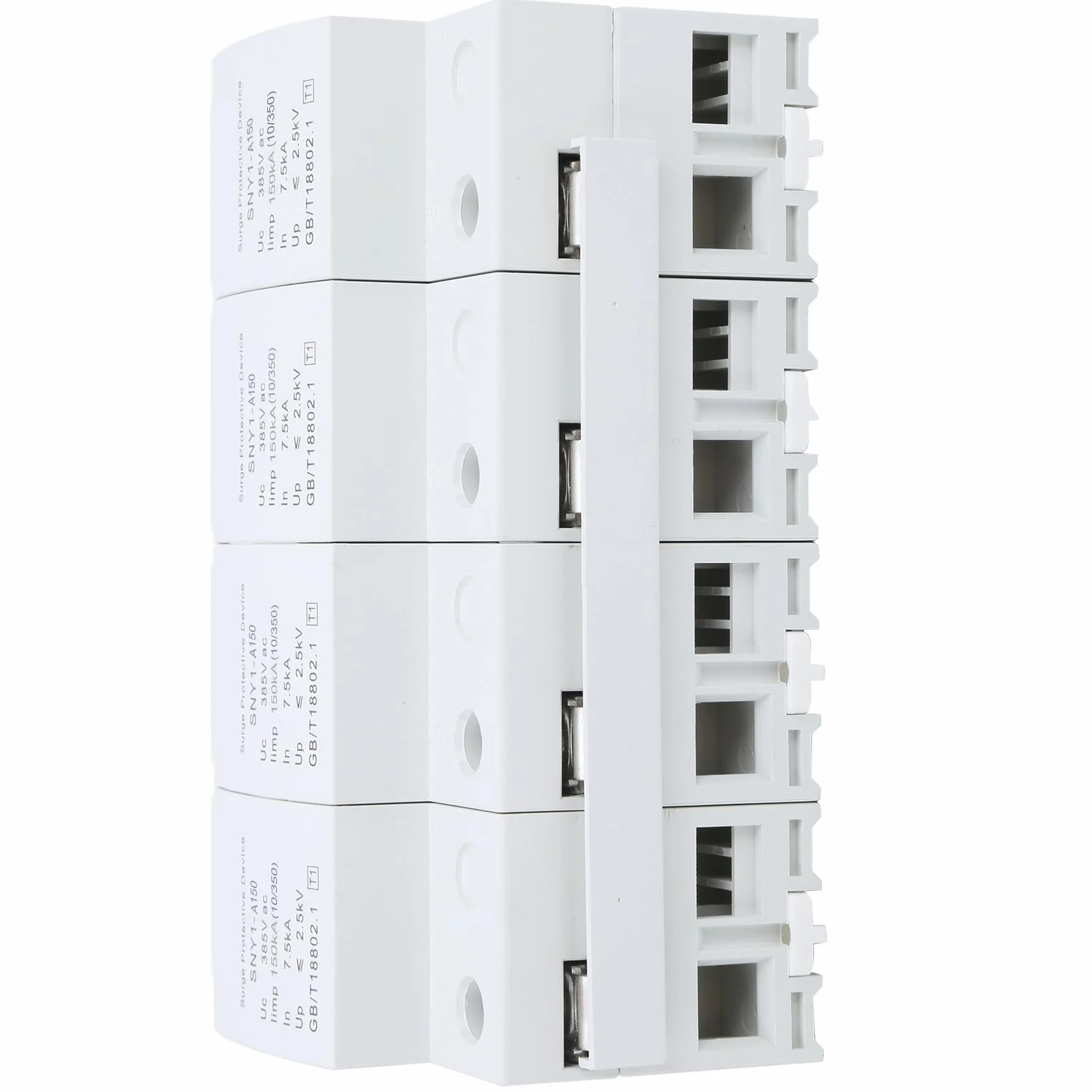 FTVOGUE Ochronnik Przeciwprzepięciowy 4P, Urządzenie Przeciwprzepięciowe 385VAC o Pojemności Wyładowczej 15KA, Poziom Ochrony ≤2,5kV, Reakcja <25ns, do Ochrony Obwodów Domowej Skrzynki Rozdzielczej