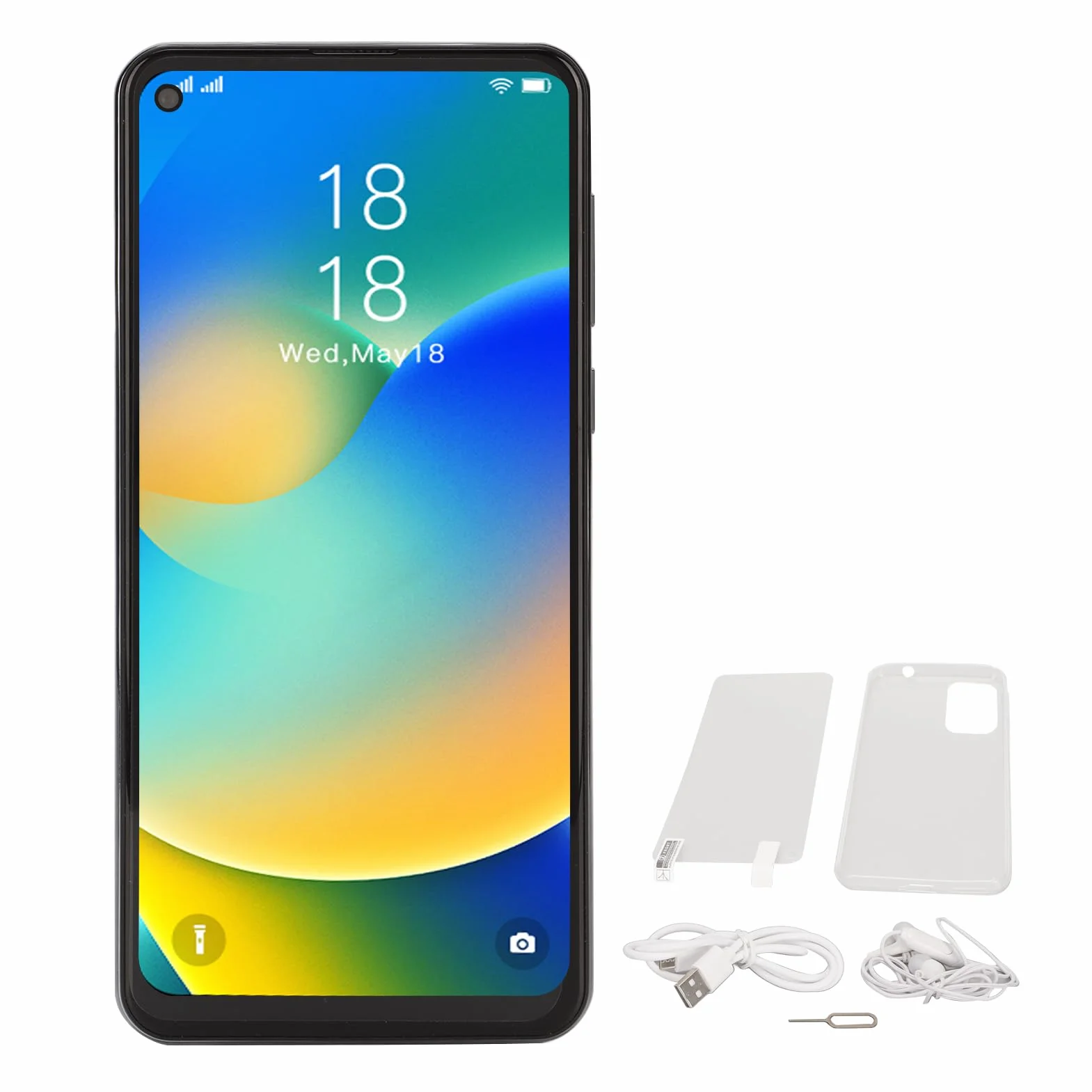6.5-calowy ekran HD Smartfon, 4GB RAM 64GB ROM dla systemu Android 11, Dual SIM Dual Standby wyposażony w funkcję rozpoznawania twarzy, bardzo długi tryb gotowości (Gradient white blue)