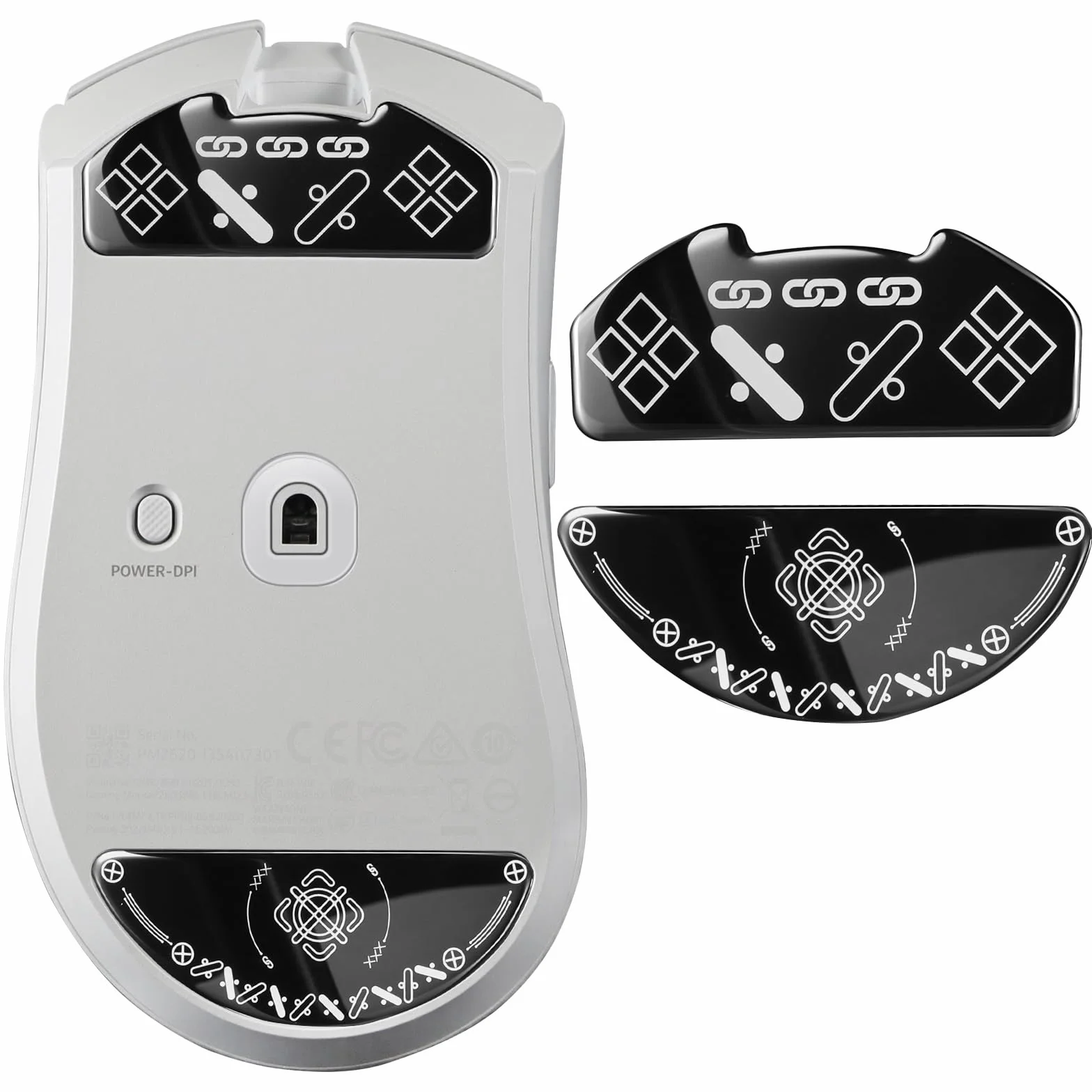 Szklane łyżwy do Razer Deathadder V4 Pro Bezprzewodowe podkładki pod mysz do gier, gładkie, trwałe, akcesoria do gier, smuklejsze szkło hartowane (wzór nadruku)