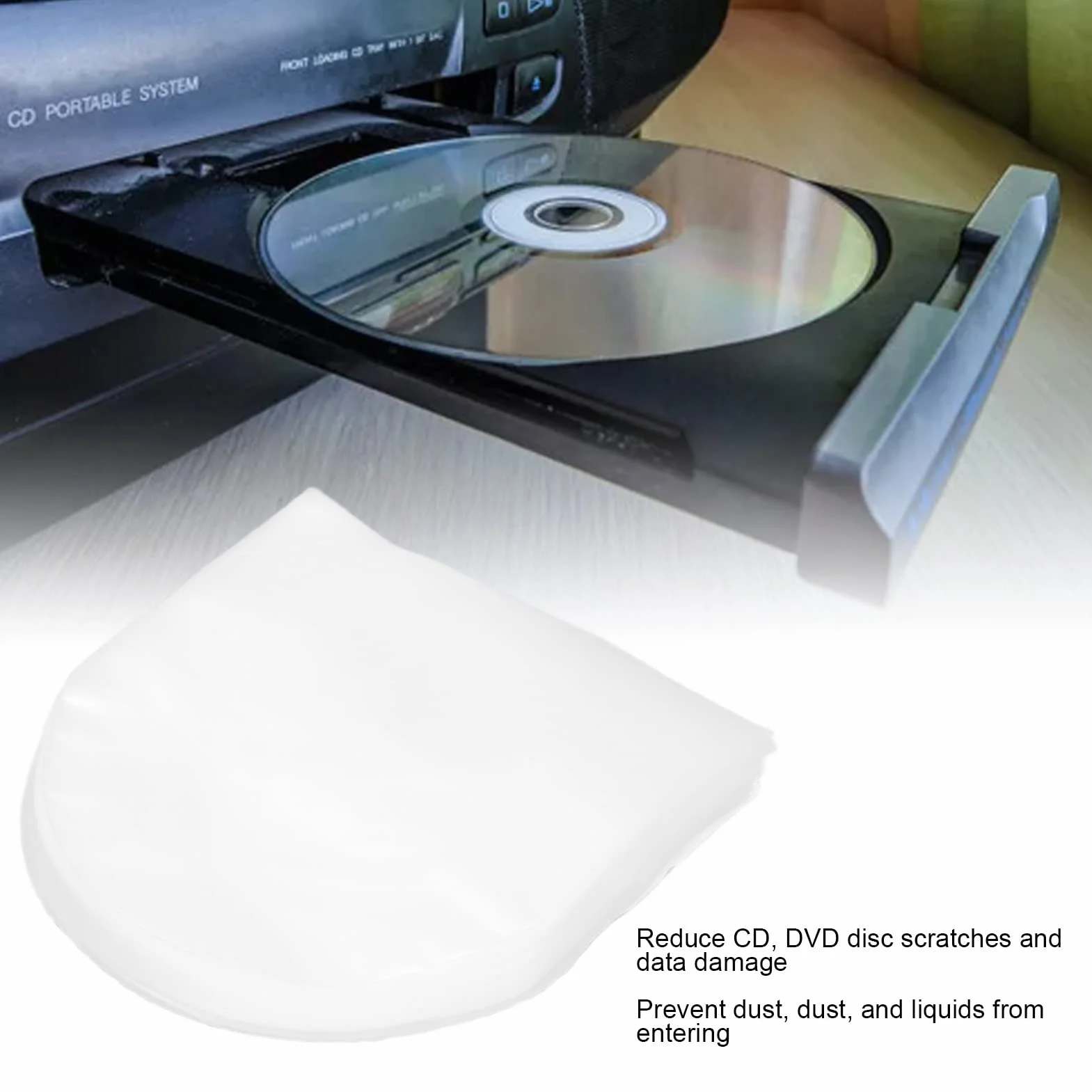 100 szt. Wewnętrznych Rękawów CD DVD, Przezroczystego Plastikowego Rękawa na 5-calową Mini pamięć masową CD i DVD z ochroną Powierzchni Danych na Płyty CD i DVD