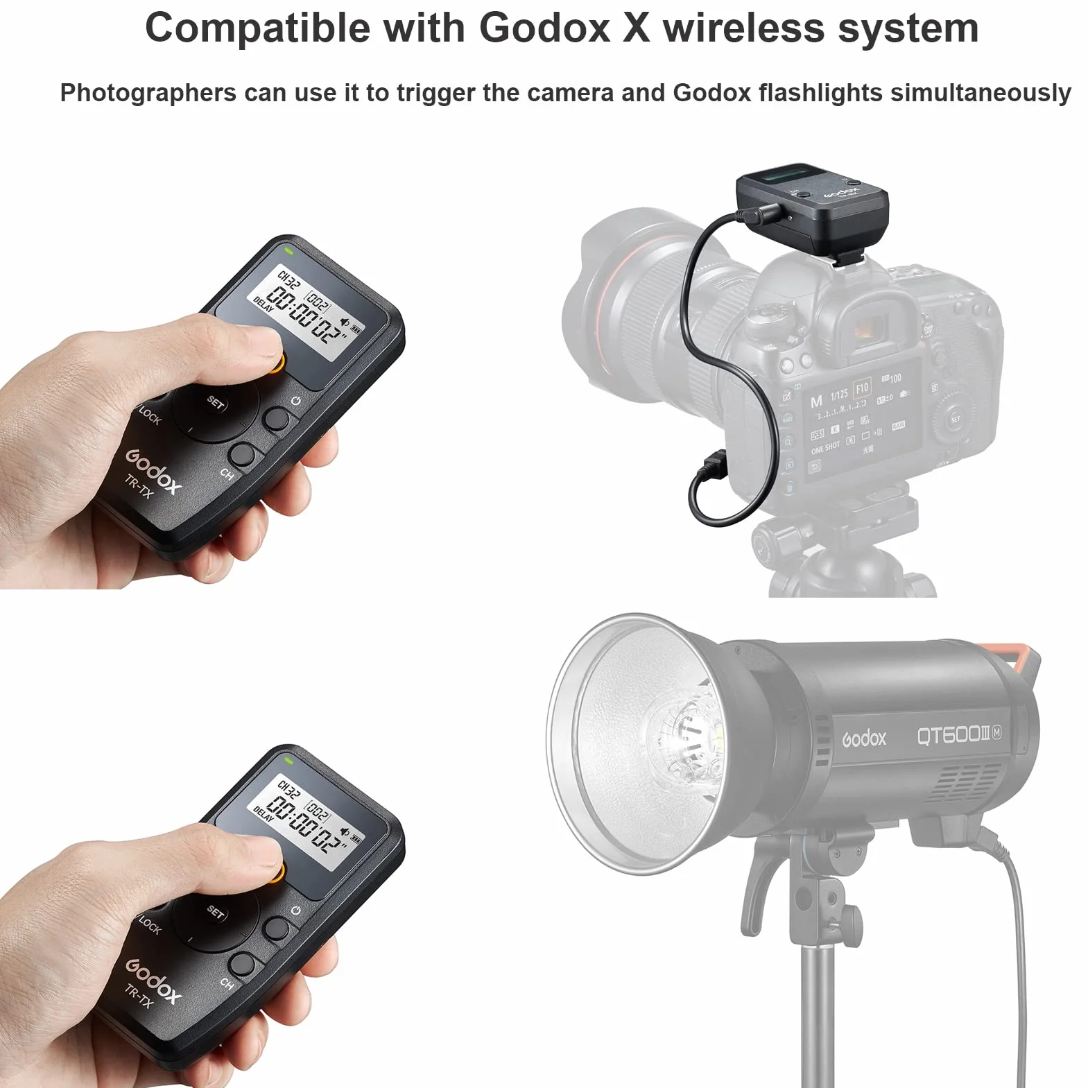 Godox TR-S1 2,4 G bezprzewodowy wyzwalacz do aparatu, pilot zdalnego sterowania timerem, odległość 100 m, z kablem spustowym TR-S1, zamiennik do Sony a900/a850/a700/a580/a560/a550/a500/a450/a400/a350/