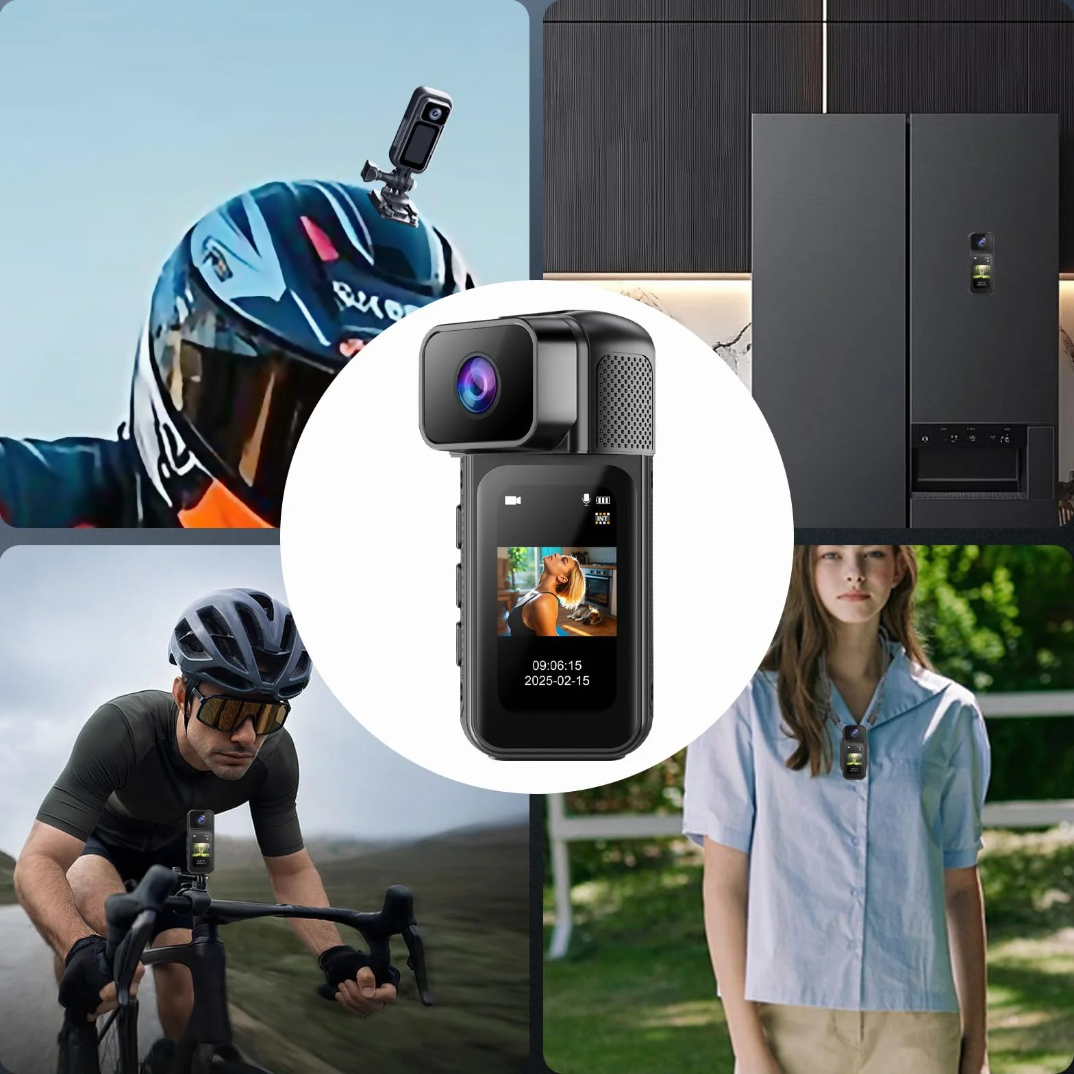 Action Camera 180 ° obrót obiektyw kamera WiFi, 2.7K z 170° szeroki kąt, kamera akcji do kasku i ciała