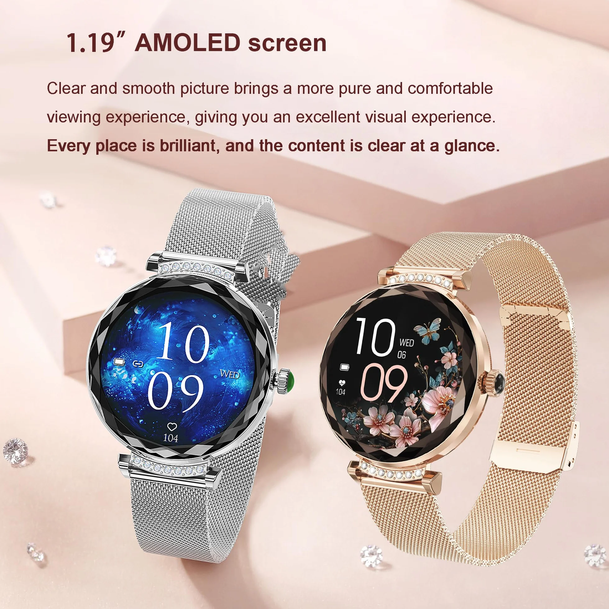 LONGLU damski inteligentny zegarek na telefon z funkcją Bluetooth Smart Watch dla kobiet iPhone iPhone Android Fitness Tracker Multisport Watch z odpowiedzią