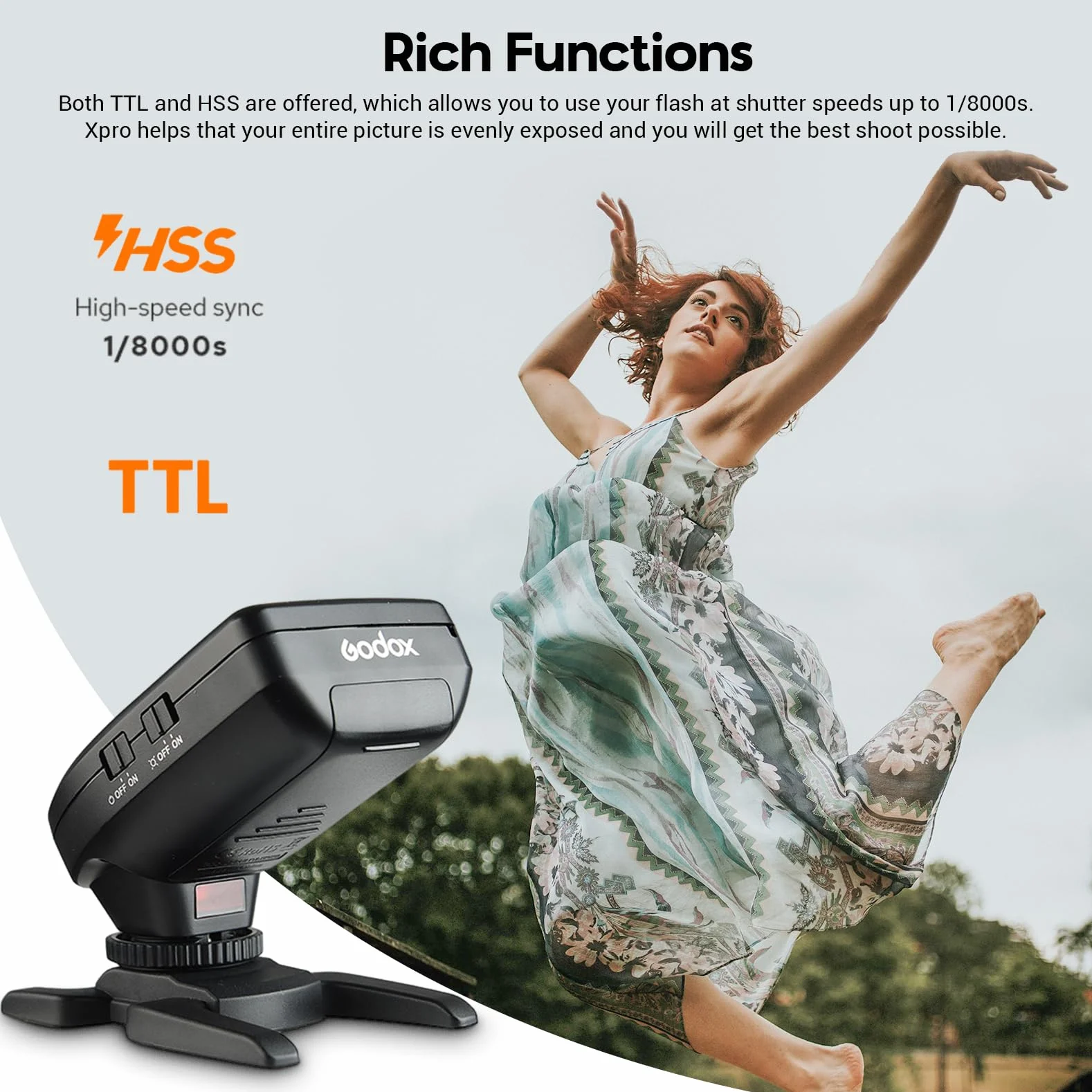 Godox XPro-S TTL bezprzewodowy wyzwalacz lampy błyskowej do kamery Sony Wirless X System 1/8000s HSS z dużym ekranem LCD ukośna konstrukcja TTL-Convert-ręczna funkcja nadajnik flash