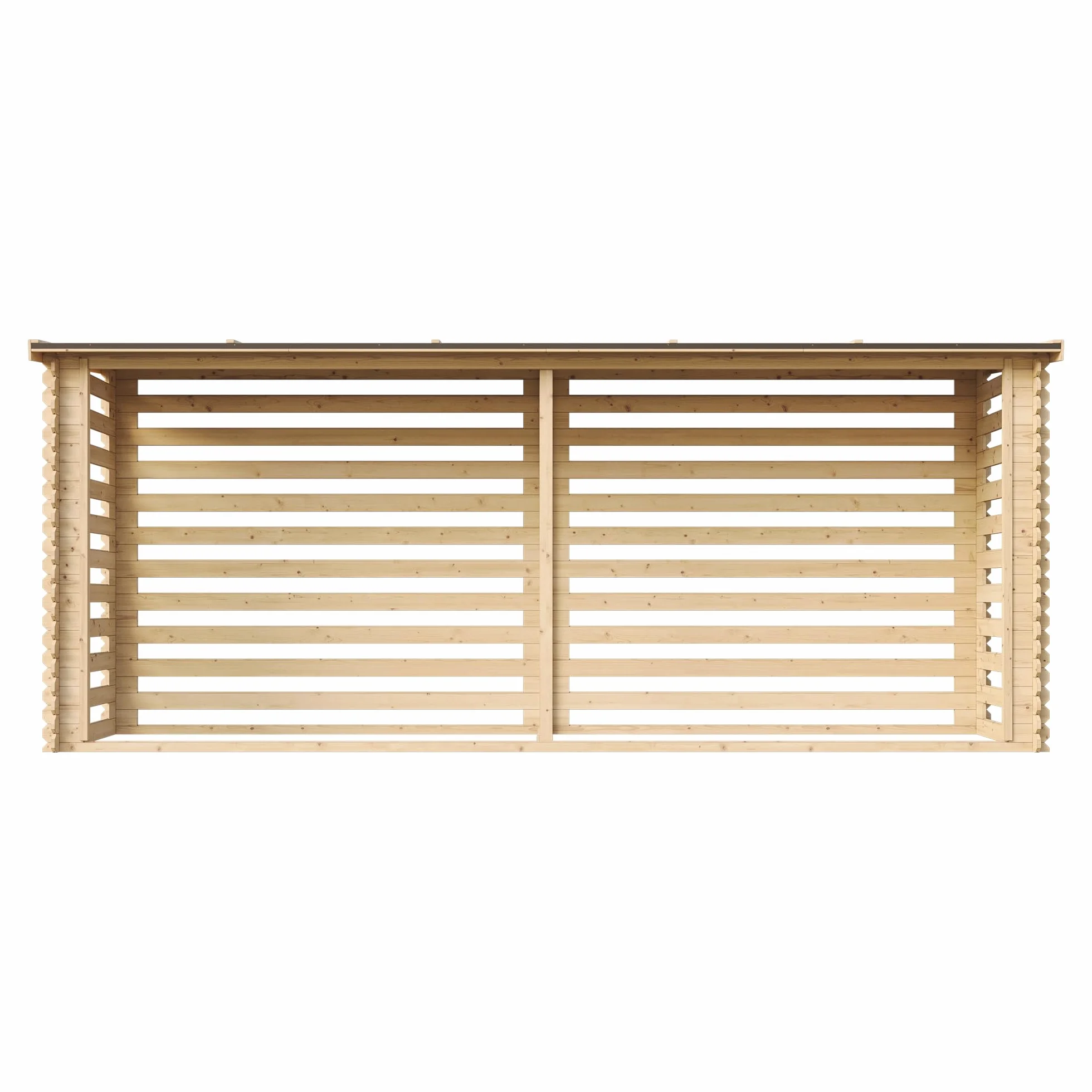TIMBELA Drewniany regał na drewno kominkowe M203 – regał na drewno opałowe, szer. 450 x dł. 112 x wys. 199 cm / 4 m², uchwyt drewniany do ogrodu, szopa rowerowa, wodoodporny dach