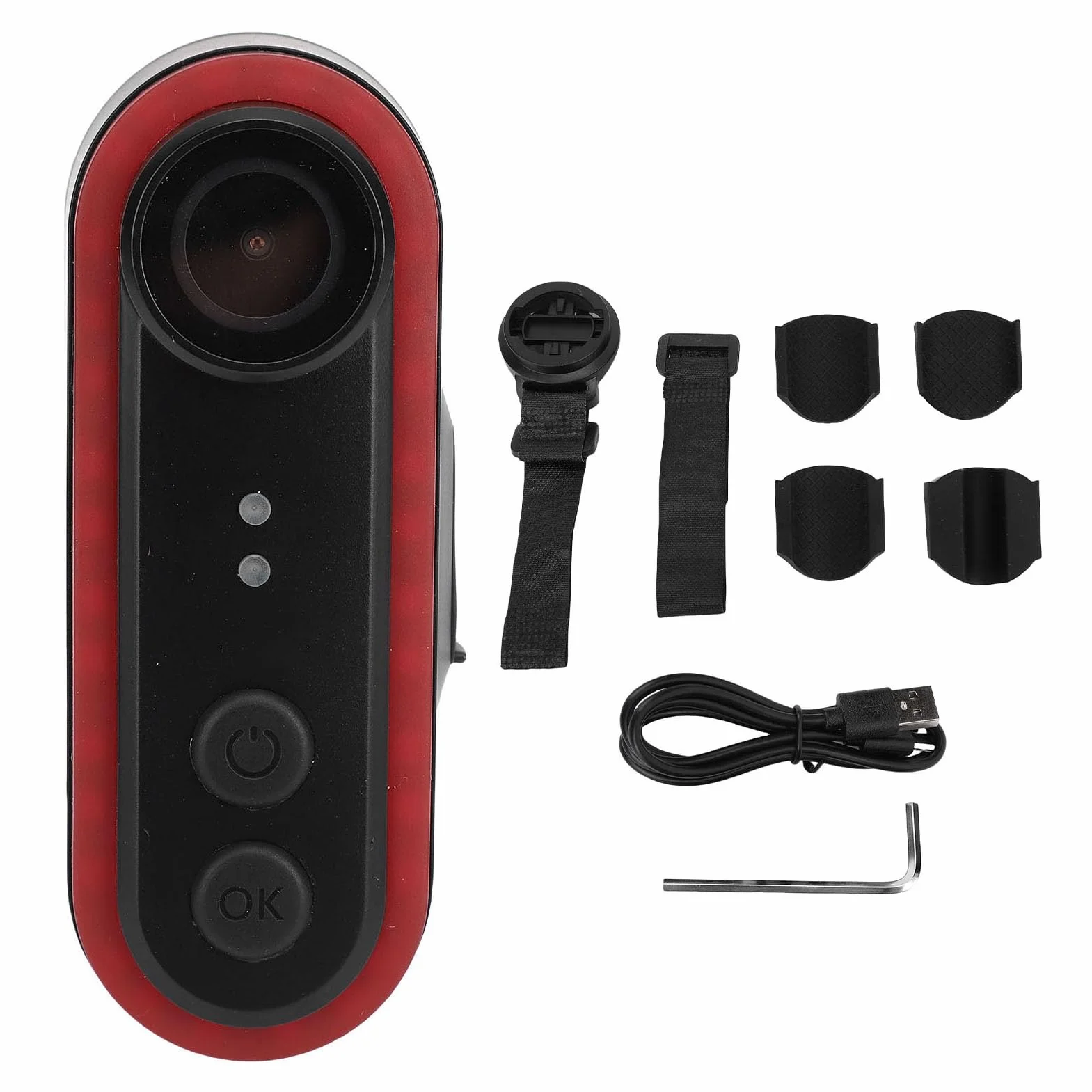 Kamera Tylna Roweru 1080p z światłem Ogonowym, 150 -stopniowe Kąt Rowerowy Aparat Sportowy, IPX6 Water Proof 3500 MAh (64GB)