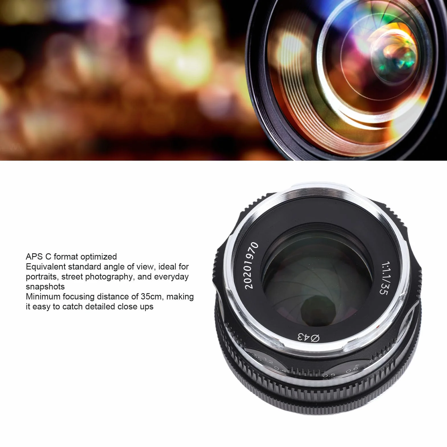 LICAEVEY Obiektyw 35 Mm F/1.1 MF APS C z Mocowaniem X, Obiektyw Stałoogniskowy z ręczną regulacją Ostrości o Dużej Przysłonie, 10-listkowa Przysłona, Metalowy Korpus do Portretowej