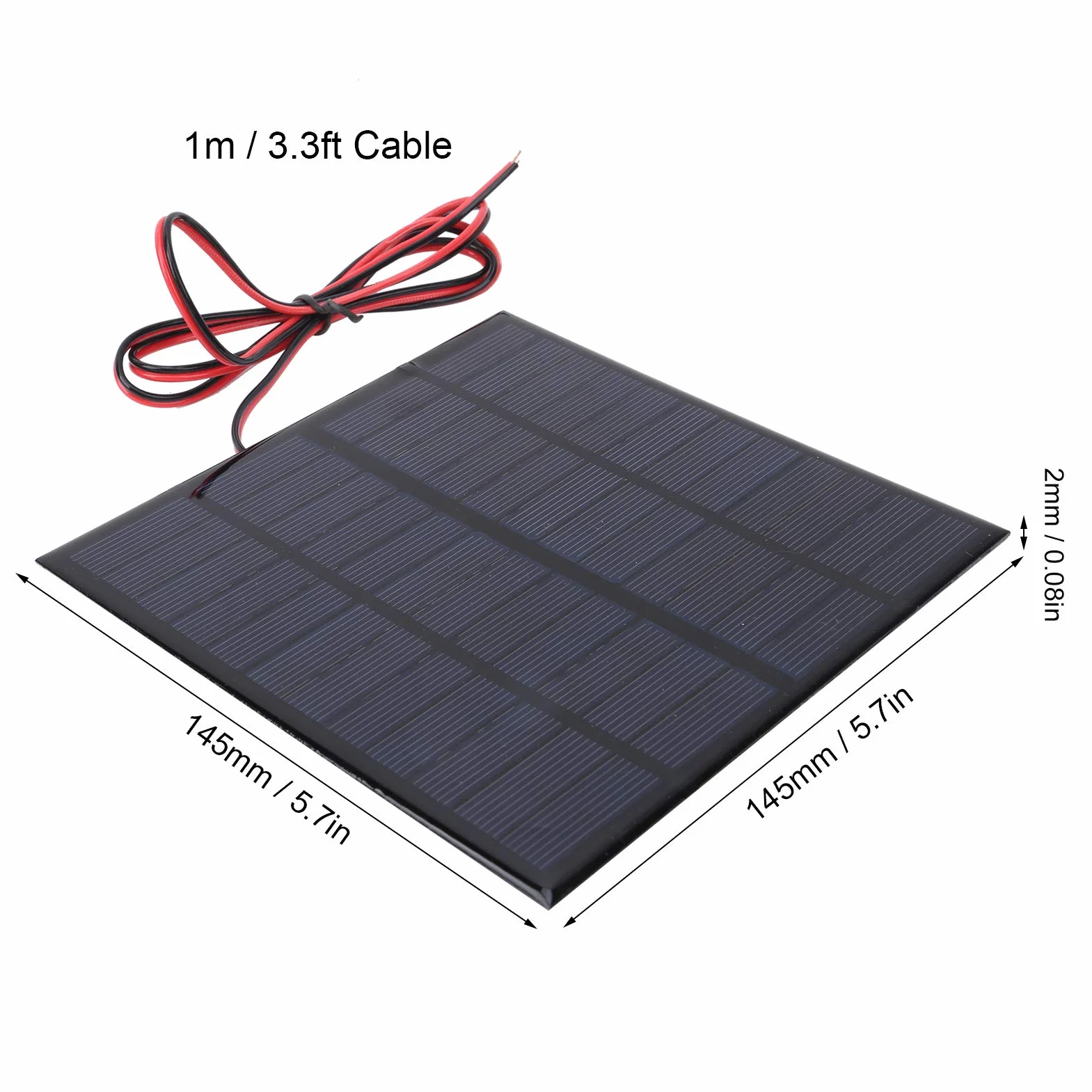 Moduł panelu słonecznego, ładowarka solarna 12 V 3 W, mini przenośna ładowarka do paneli słonecznych, panel słoneczny, moduł płyty epoksydowej z kablem 1 m
