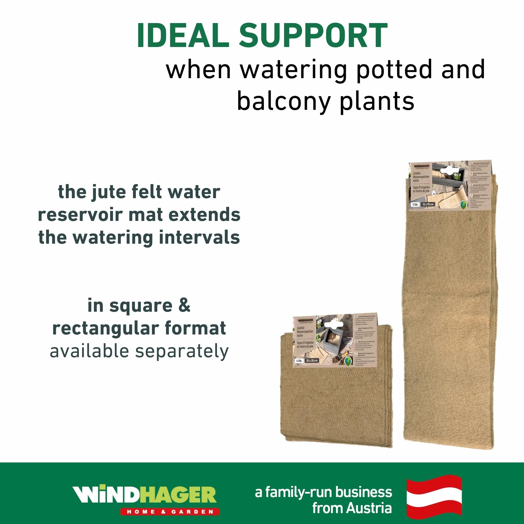 Windhager jutowa mata do przechowywania wody 4 szt. - 20x20cm - system nawadniający, dystrybutor wody dla roślin, system nawadniający ogród - automatyczne nawadnianie - pomoc w nawadnianiu