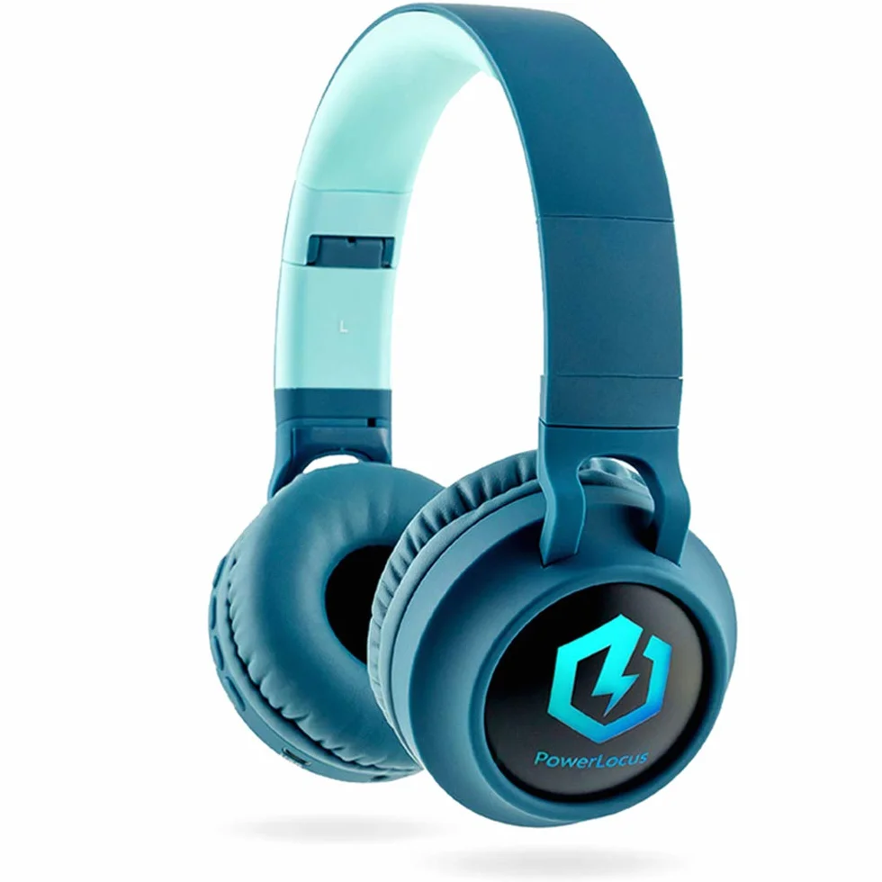 PowerLocus słuchawki dziecięce, słuchawki nauszne z ogranicznikiem głośności 85dB, światło LED, składane słuchawki stereo HD,bezprzewodowe i kabel, wbudowany mikrofon do telefonukomórkowego,tabletu
