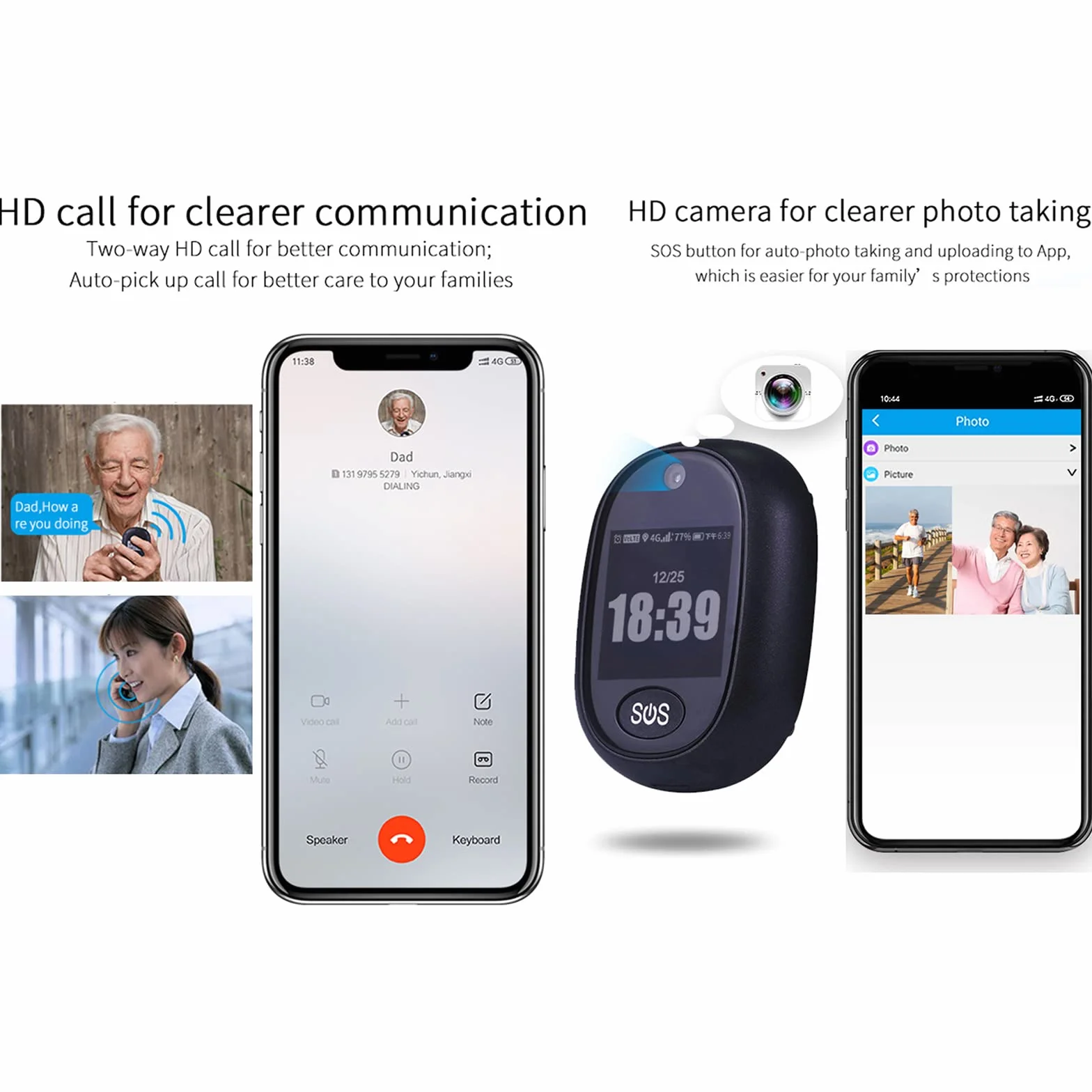 Urządzenie śledzące GPS dla osób starszych – osobisty lokalizator 4G z przyciskiem awaryjnym SOS, połączenie wysokiej rozdzielczości, precyzyjne pozycjonowanie globalne, wodoodporna konstrukcja do