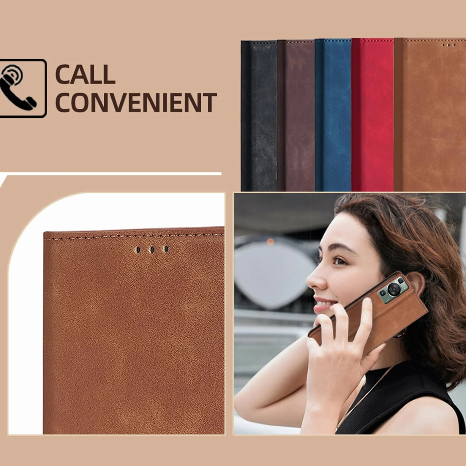 Etui portfelowe do Huawei Pura 90 Pro Max/90 Pro, matowe etui z klapką, skórzane etui z przegródkami na karty, zapięcie magnetyczne i elastyczne etui ochronne TPU, brązowe, 90 Pro
