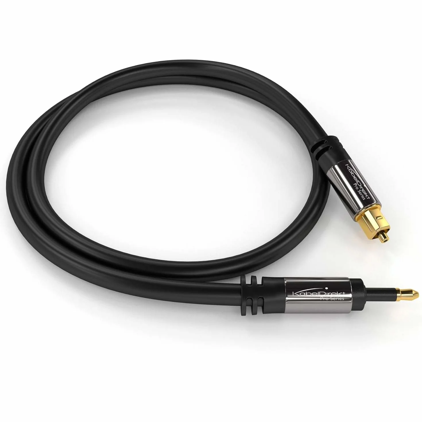 KabelDirekt – Przewód optyczny cyfrowy audio Mini-TOSLINK 0,5m (Mini-TOSLINK > TOSLINK) – PRO Series
