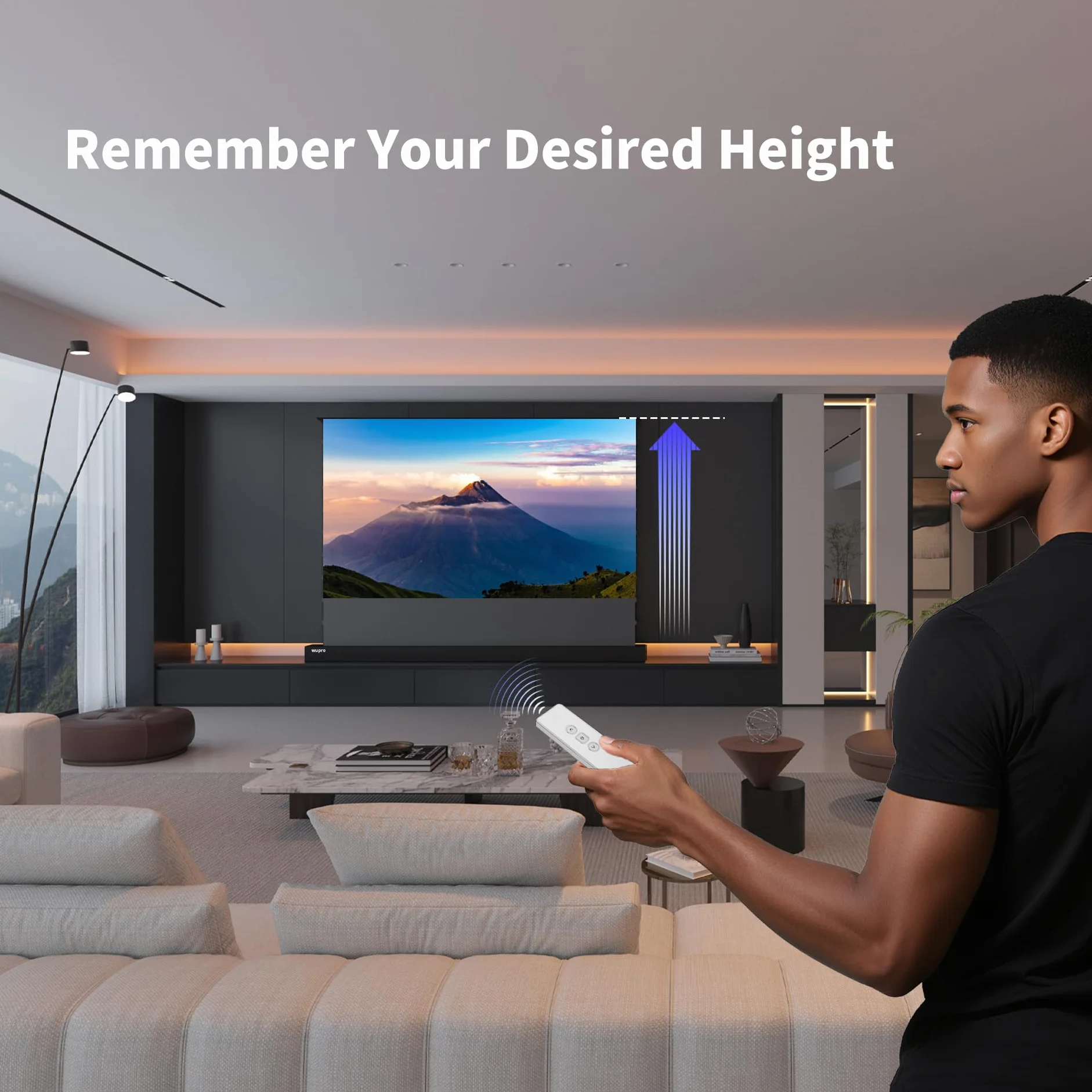 2023 WUPRO nowy elektryczny wysuwany ekran projektora, czarny kryształ, stała rama, urządzenie projekcyjne Anti-Light 4K HD Smart TV, ekrany 72 cale