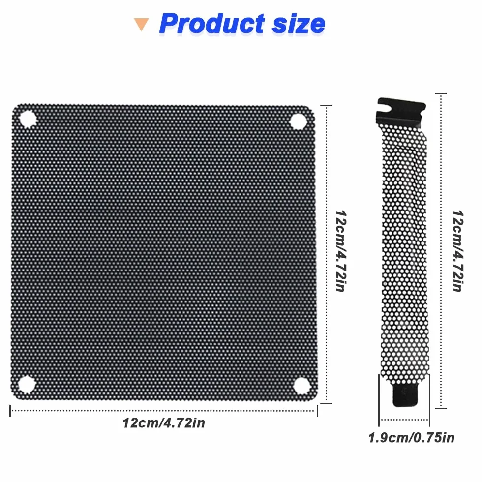 Xiatiaosann PCI osłona wentylatora 120 mm z wentylatorem PC, filtr drobnego pyłu (120 mm x 120 mm filtr przeciwpyłowy + gniazdo PCI 20 mm x 120 mm, czarna) ze śrubami, śrubokrętem