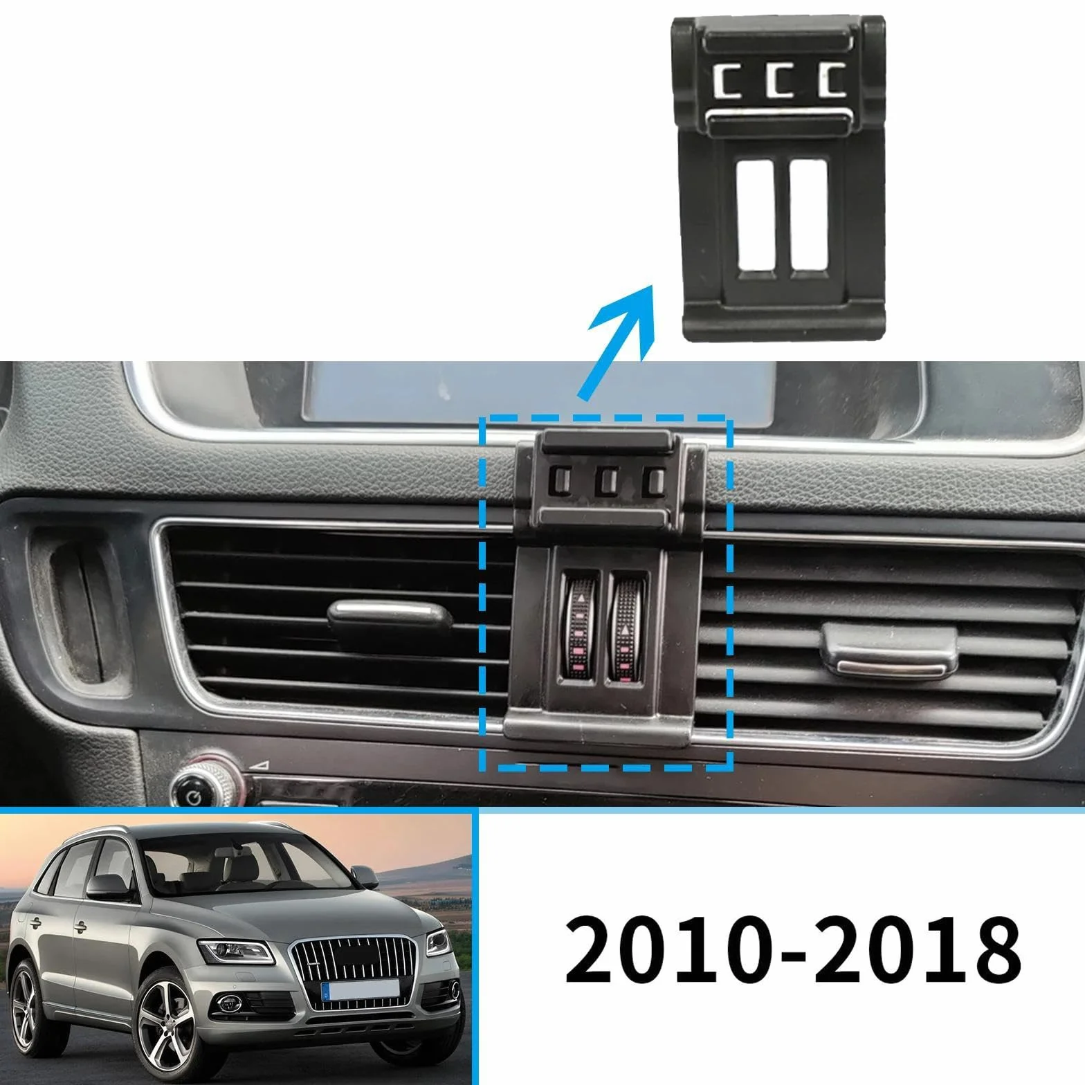 Uchwyt Samochodowy na Telefon dla Audi Q5 8R 2010-2018, uchwyt samochodowy na telefon komórkowy, ekran, stała podstawa, stojak na nawigację GPS (ładowanie)